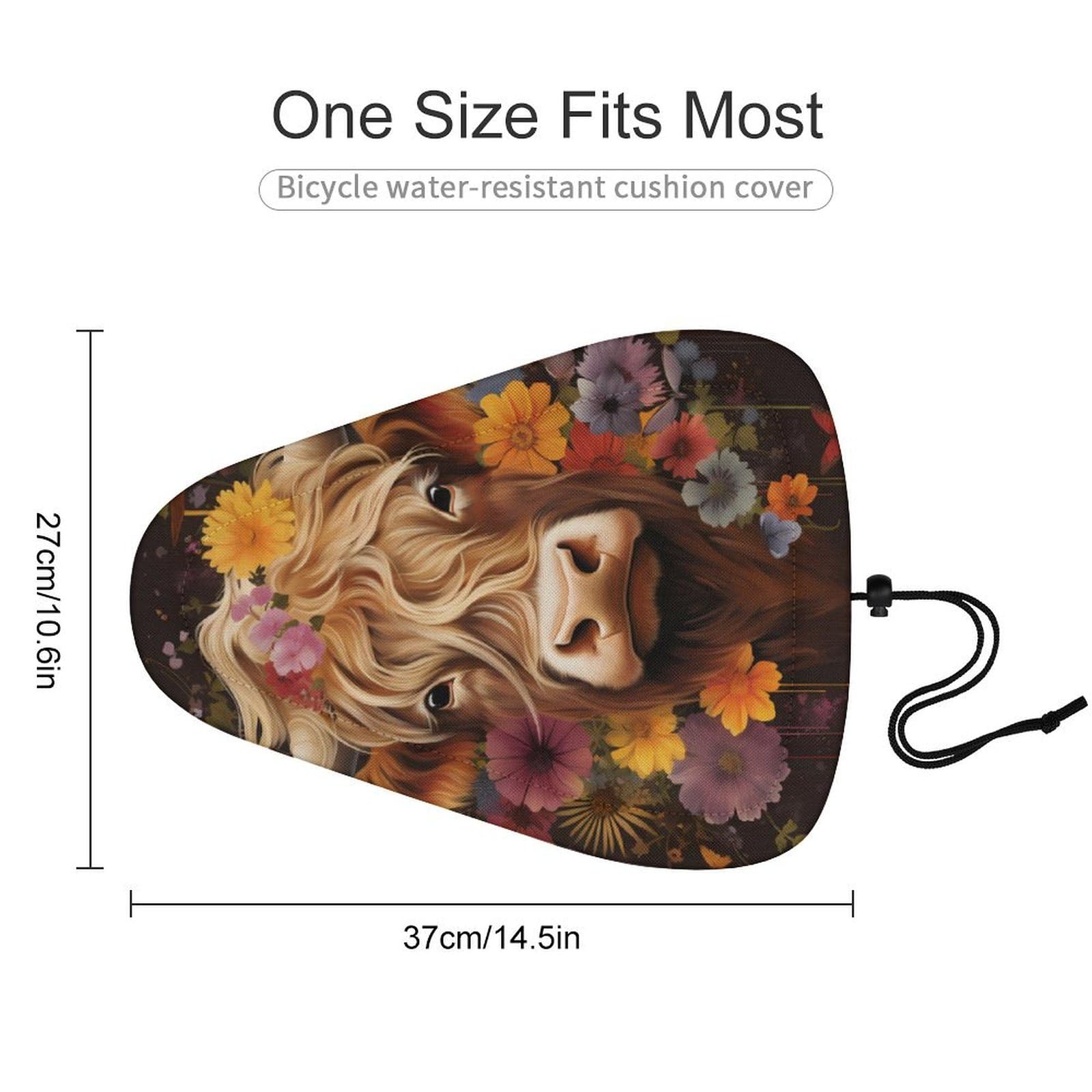 Highland Cow Bike Seat Cushion with Drawstring Bike Seat Cover Bicycle Saddle Cover for Outdoor & Indoor