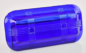 Home-X Vintage Style Glass Butter Dish with Lid - Blue, 6.75