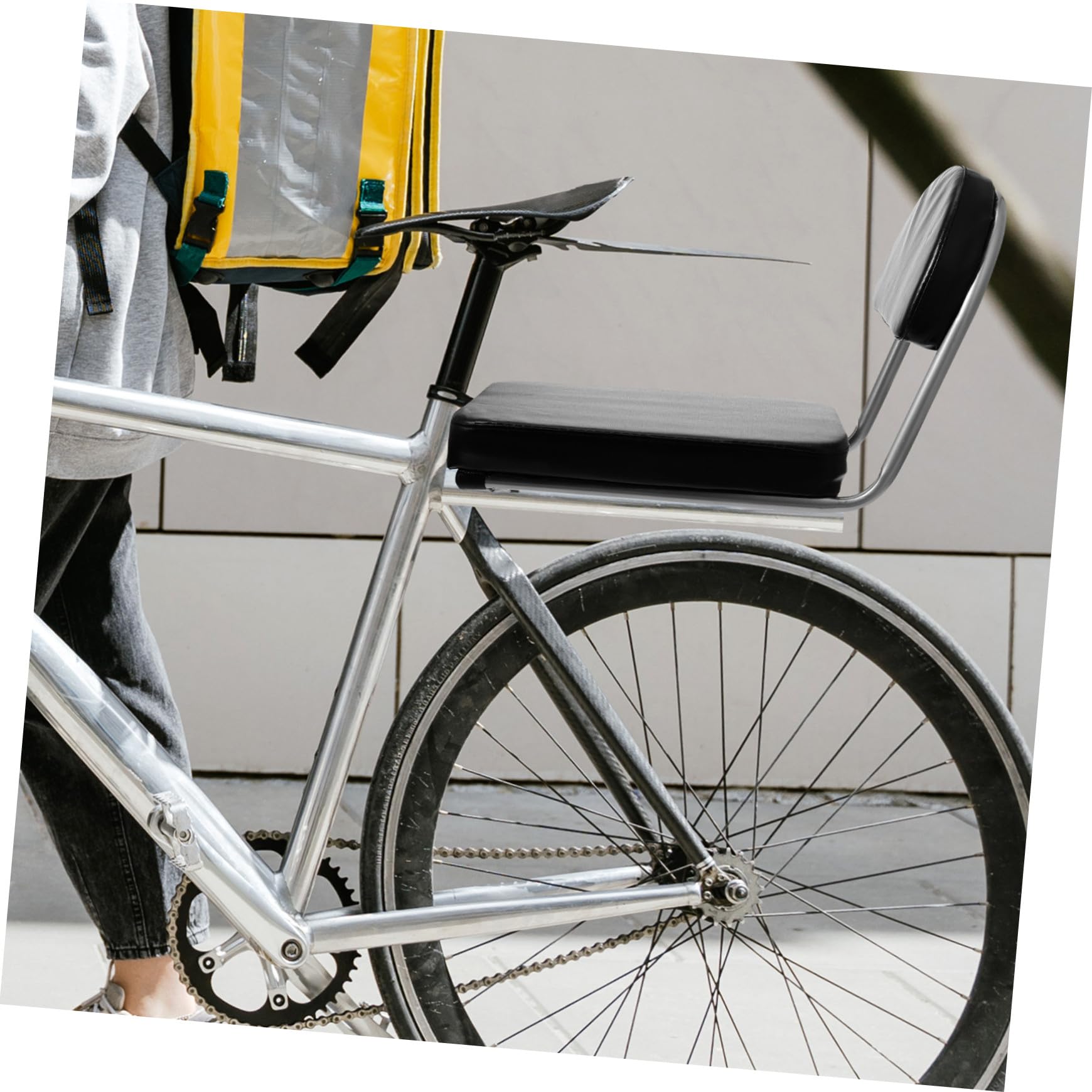 Anneome Sedile Posteriore Cuscino Schienale, per Bicicletta | Imbottitura in Spugna, Struttura in Acciaio, Superficie Antiscivolo, per Bici ed E-bike, Nero