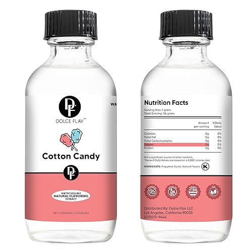 Miniatura 7 de Dolce Flav - Extracto de algodón de azúcar – Kosher, sin azúcar, sabor concentrado estilo carnaval para hornear, glaseados y bebidas, incluye