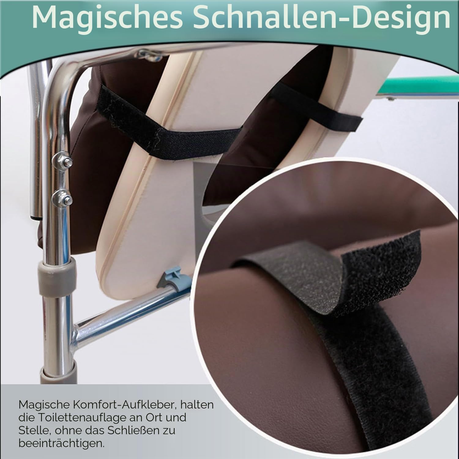 OXFUZZ Toilettenstuhl, Anti-Dekubitus-Kissen, PU-Duschstuhl-Sitzkissen, Dicke Baumwolle, weiches Polster für Nachttisch, Toilettenstuhl, wasserdichter Duschsitz, Rollstuhl für ältere Menschen, Braun,