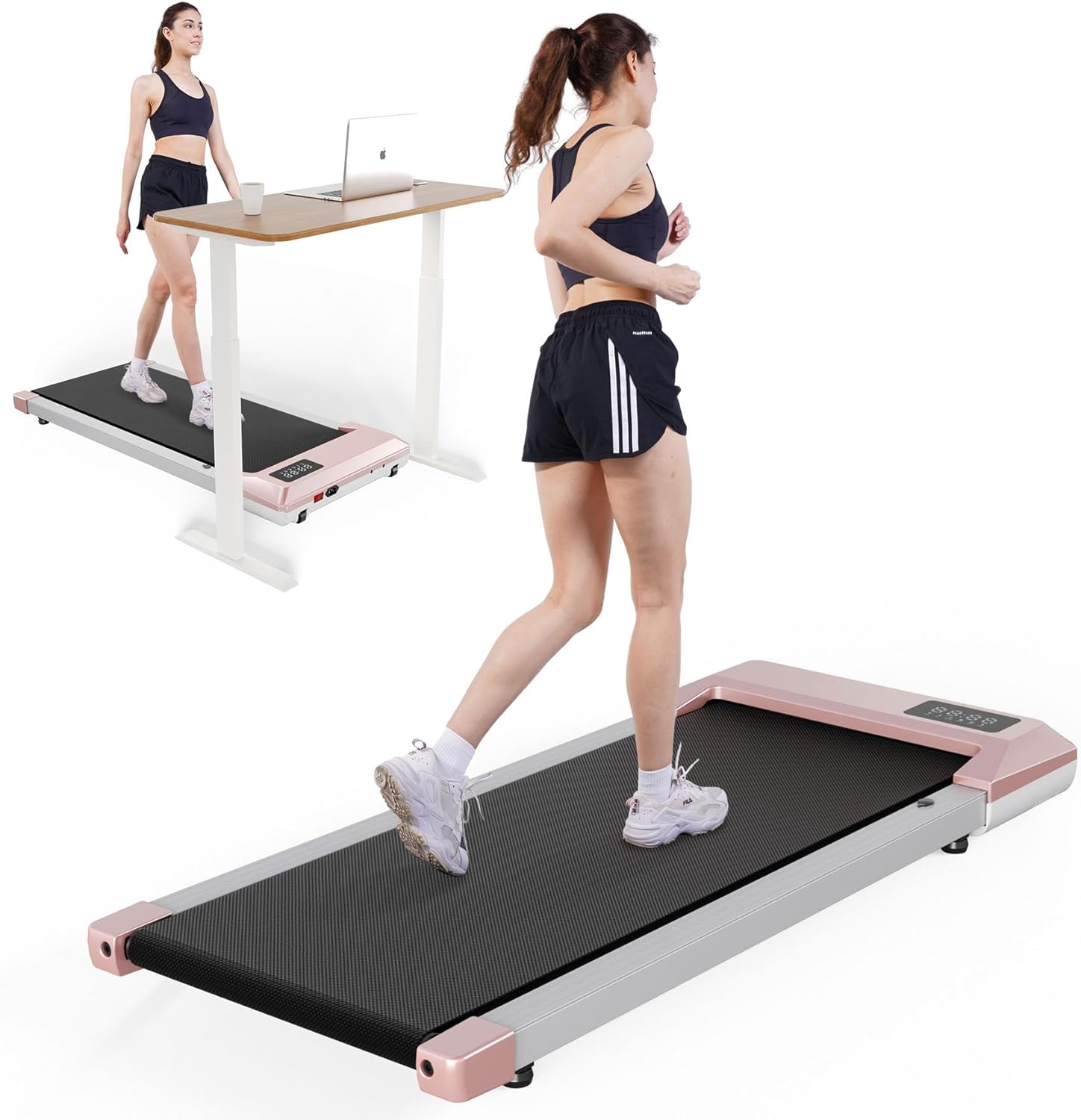 Walking Pad Treadmills for Home Office, Under Desk Walk Mat with APP and Remote Control, 3 in 1 Portable Exercise Equipment, Compact Jogging Running Machine for Small Space, 250 Lbs Capacity