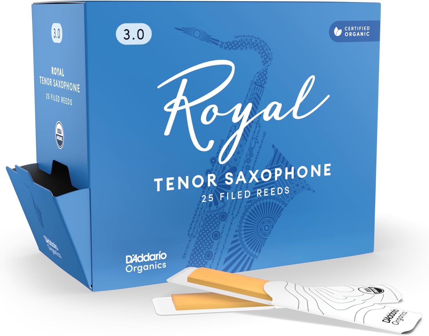 Royal by D'Addario Tenor Sax Reeds, Strength 3, 25-pack