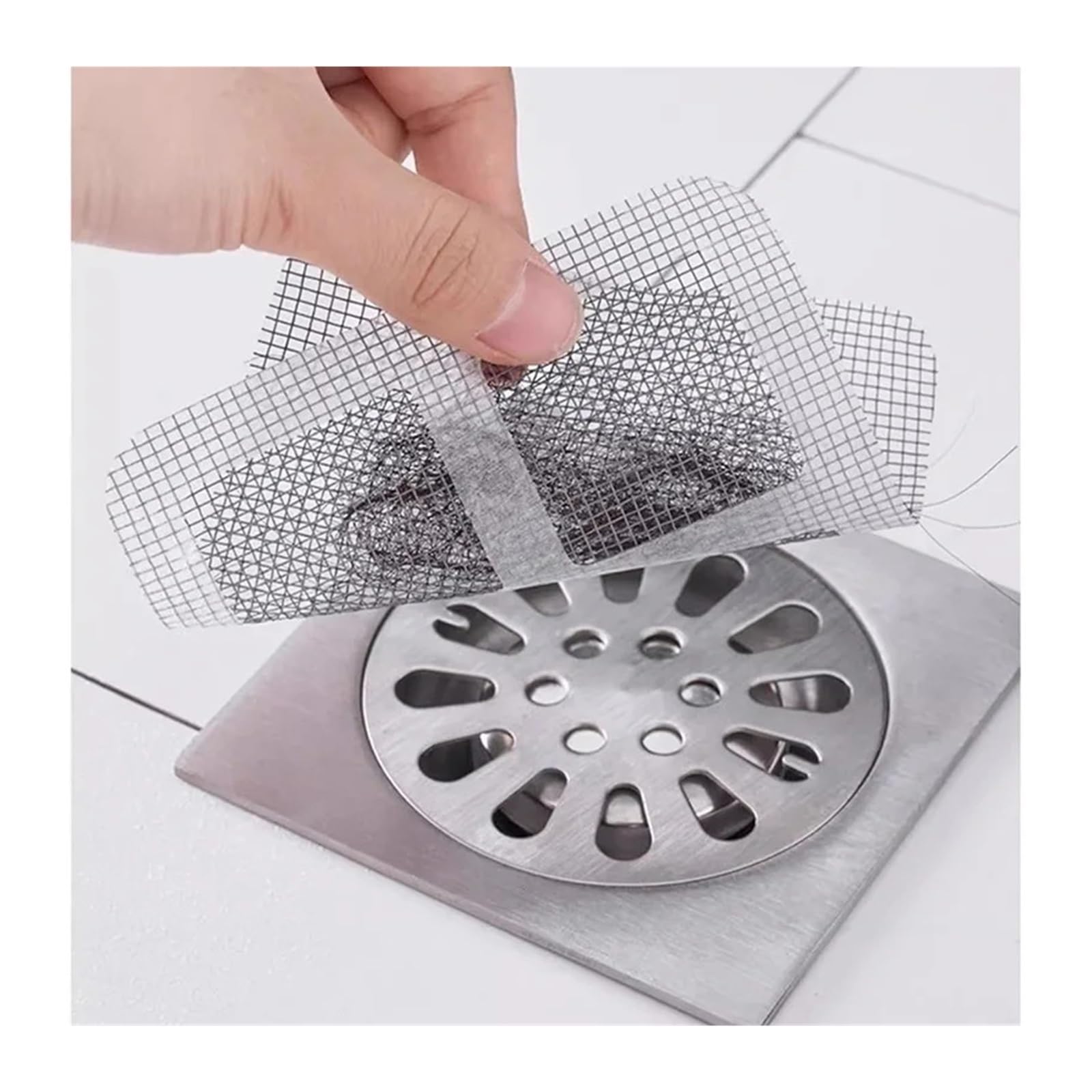 Recolector Cabello desechable Filtro desagüe Ducha Adhesivo Lavabo | Malla adhesiva atrapa cabello evitando obstrucciones en tuberías de baño(50Pcs)