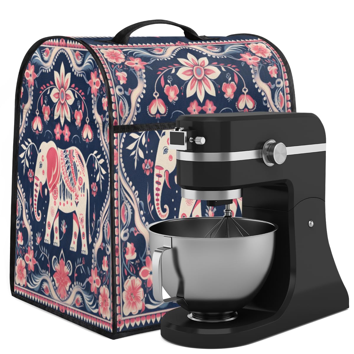 Coffee Maker Cover Bohemia Elephant Pattern Kitchen Appliance Covers Small Appliance Covers Blender Cover Juicer Cover Dust Covers for Kitchen Appliances with Top Handle and Pockets,Washable,C848