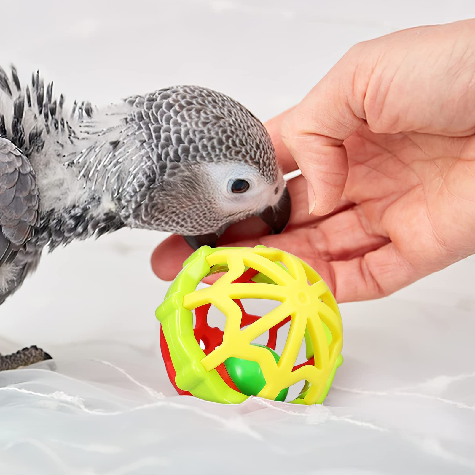 BESPORTBLE 15pièces Jouets pour Oiseaux Balles à Mâcher Caoutchouc pour Perroquets Ondulées Et Cockatiels pour Entraînement Mastication Et Décoration De Cage