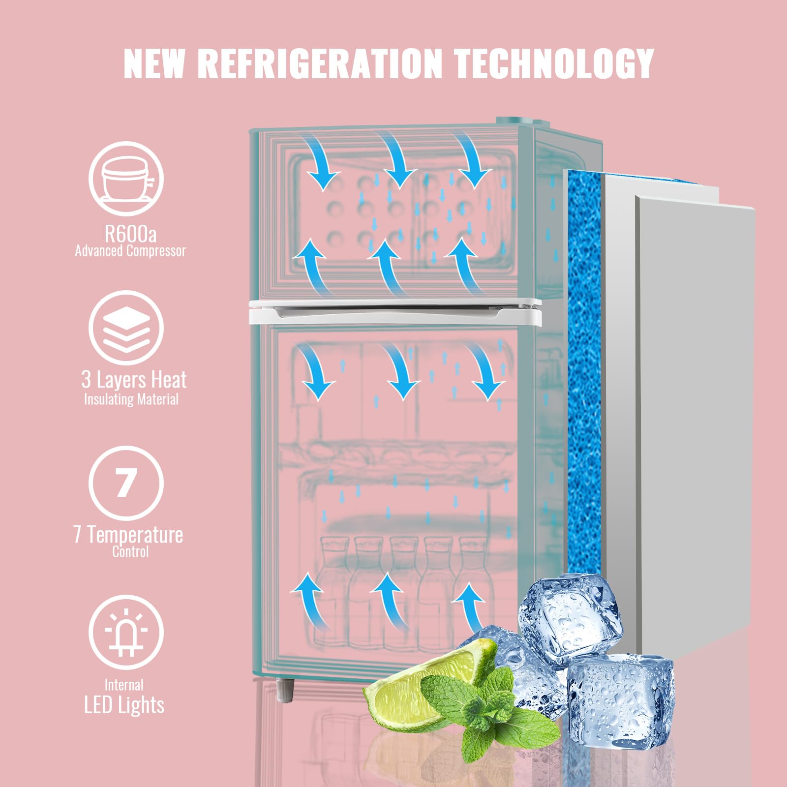 WANAI 3.5 Cu.ft Retro Mini Fridge with Freezer Small Refrigerators Dual Doors & Handles White Freestanding Classic Refrigerator Removable Glass Shelves Adjustable Thermostat for Home Office Dorm RV on Fridge.com