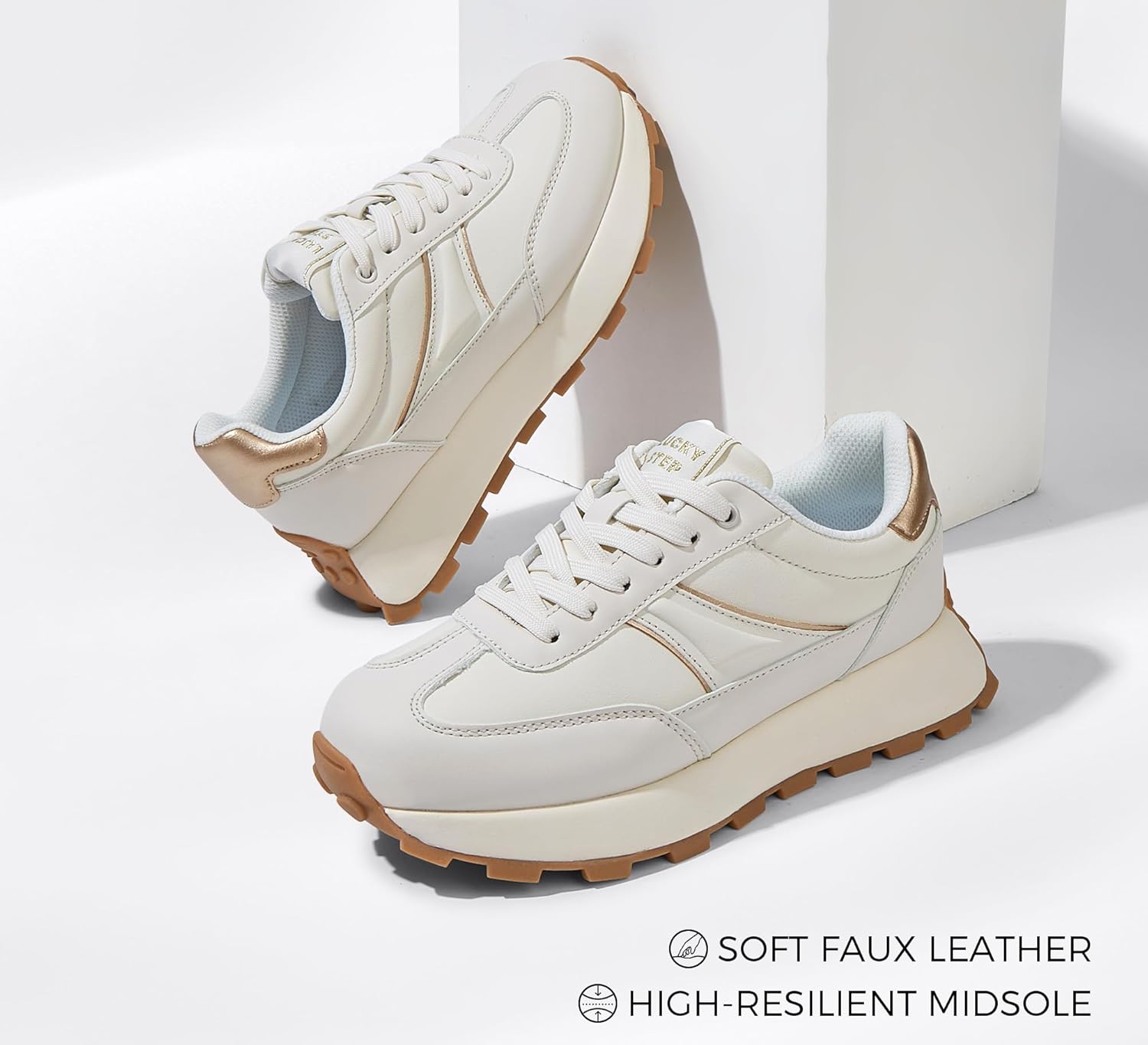 LUCKY STEP Women's Platform Retro Sneakers Classic Trainers Casual Footwear Tennis Running Chunky Lace-up Stylish Walking Shoes - Image 5