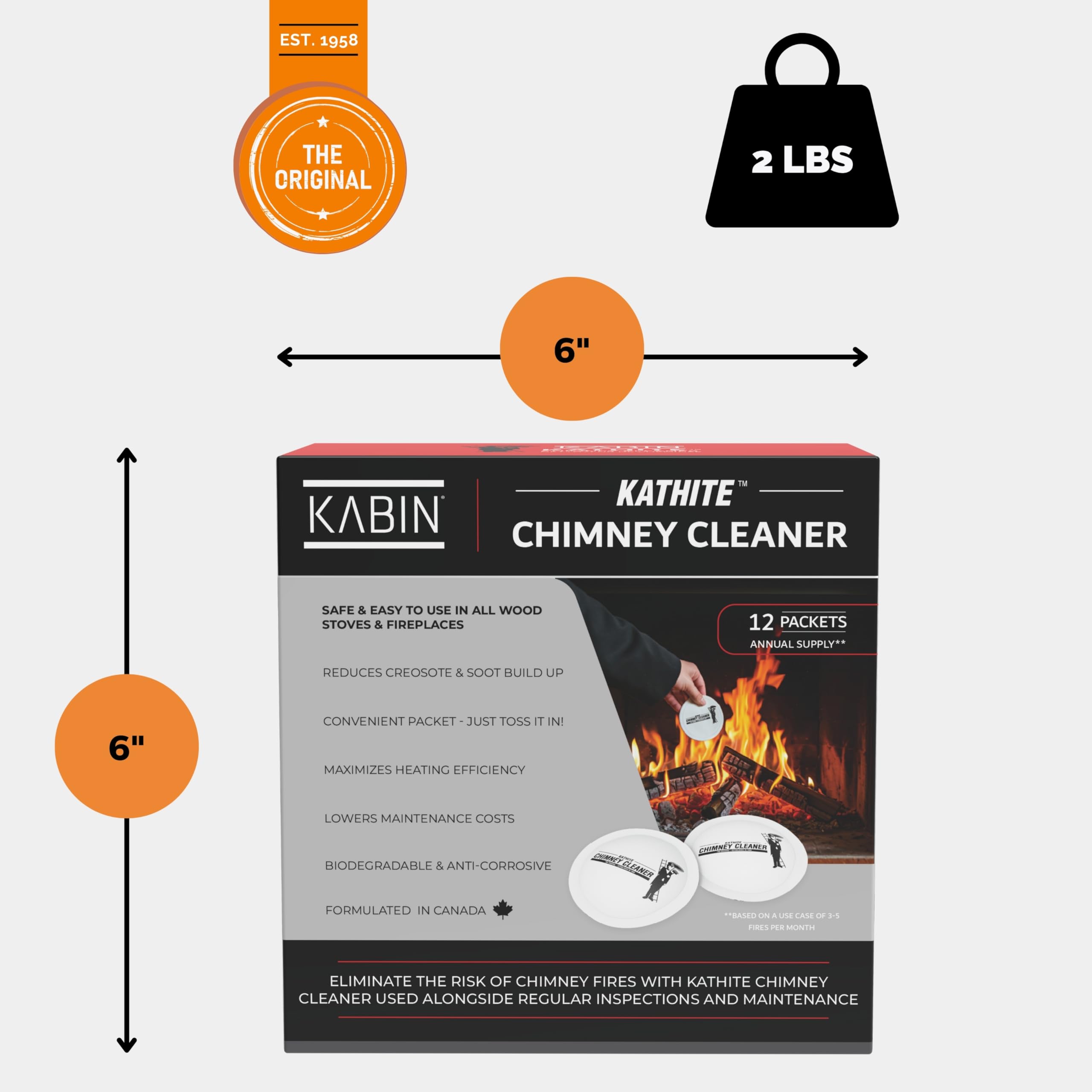 KABIN Kathite Creosoto Concentrate Buster – Triple Power Remover Packets – Kit detergente per camini e camini, per rimuovere creosoto e fuliggine, confezione da 12 pacchetti