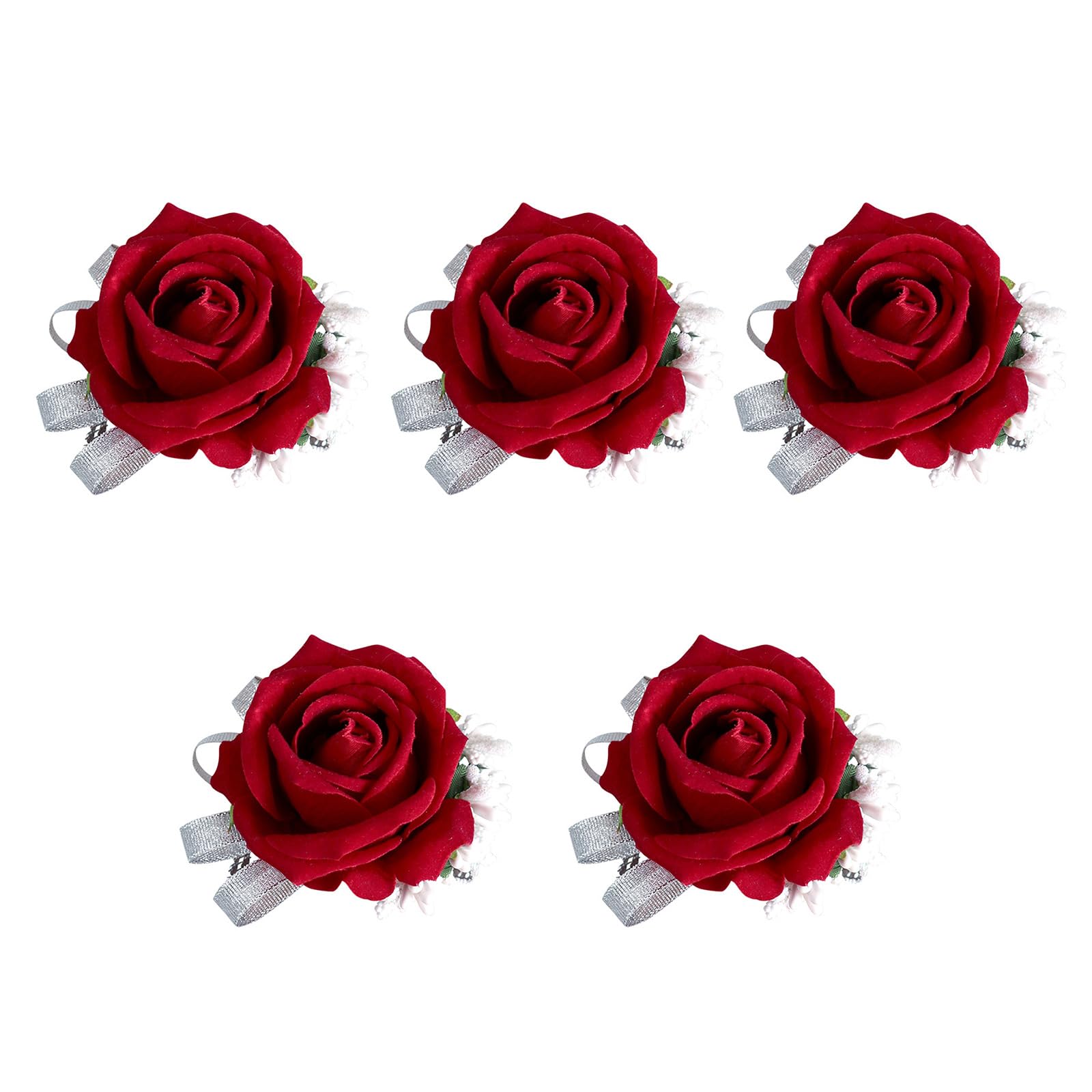 Jazuaiao 5Pcs Wedding Corsages Boutonniere Prom Boutonniere for Wedding Ceremony Anniversary, Rose Corsages for Bride and Grooms Prom