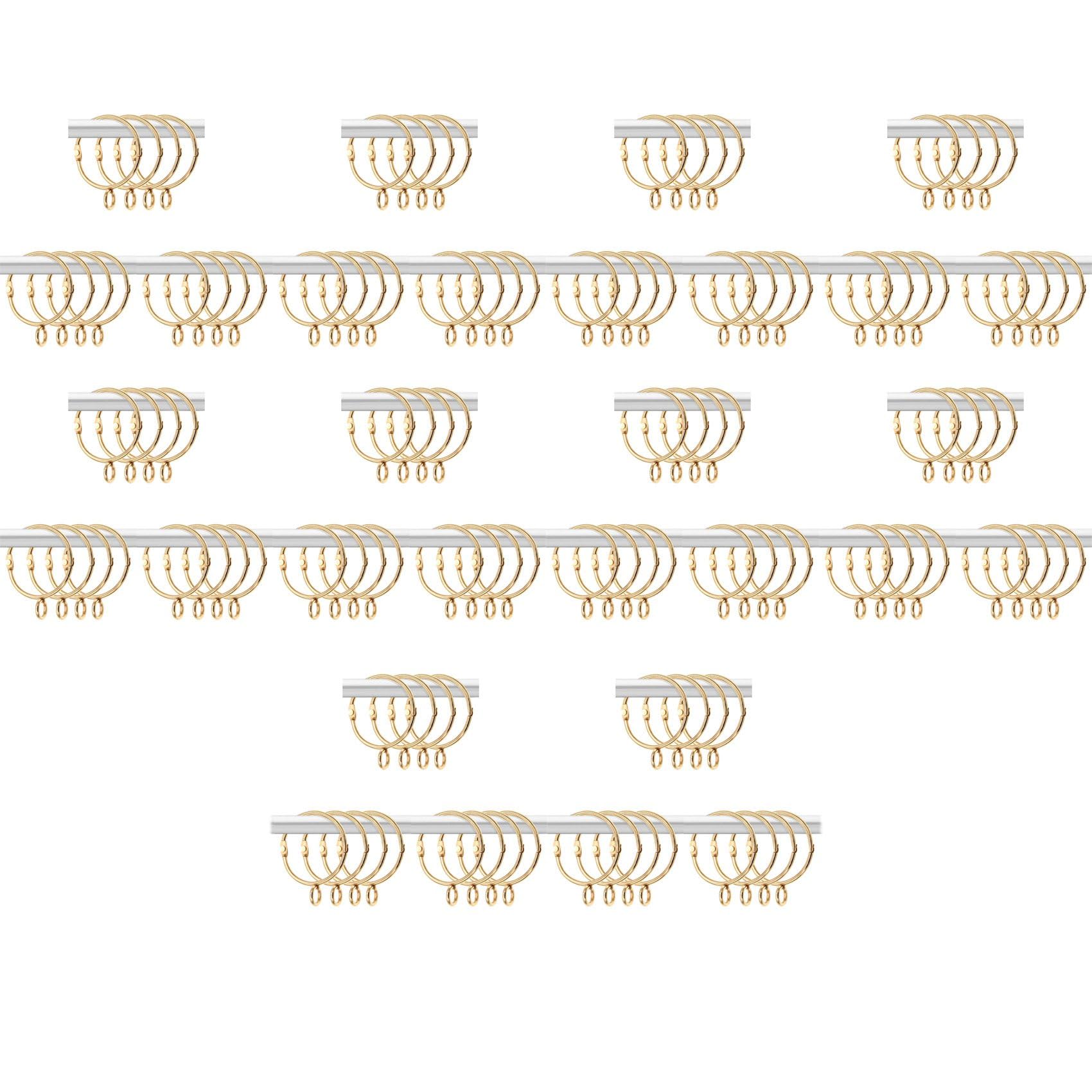 Hndhbfgrt 120 Pcs Openable Gold Curtain Rings Open and Close Metal Rustproof Drapery Loops with Eyelet for Hook Pins (1.5 Inch)