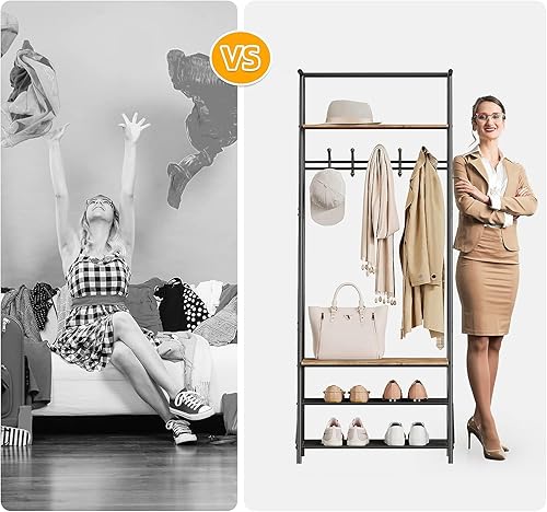 Miniatura 5 de Perchero para zapatos con 5 ganchos, árboles de entrada con almacenamiento, organizador multifuncional de pasillo, muebles decorativos de aspecto de