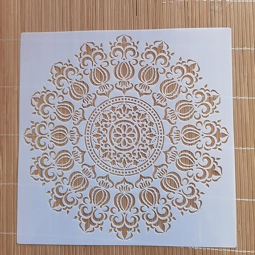 Miniatura 8 de XUAN YANG Plantilla de mandala reutilizable decorativa de 12 x 12 pulgadas para muebles manualidades pintura de pared de madera 0010in 10 mil