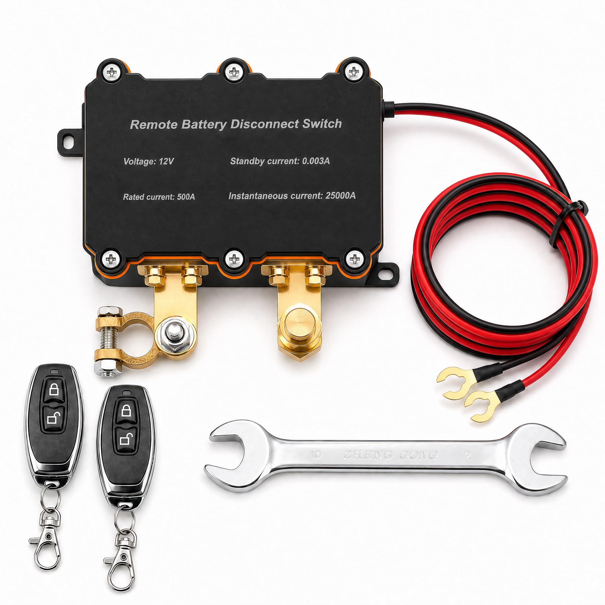 A ABSOPRO Interruptor De Batería Inalámbrico 12V 500A Con 2 Llaves Para Auto RV Camión Bote ATV UTV Camper Anti-Robo Apagado Remoto