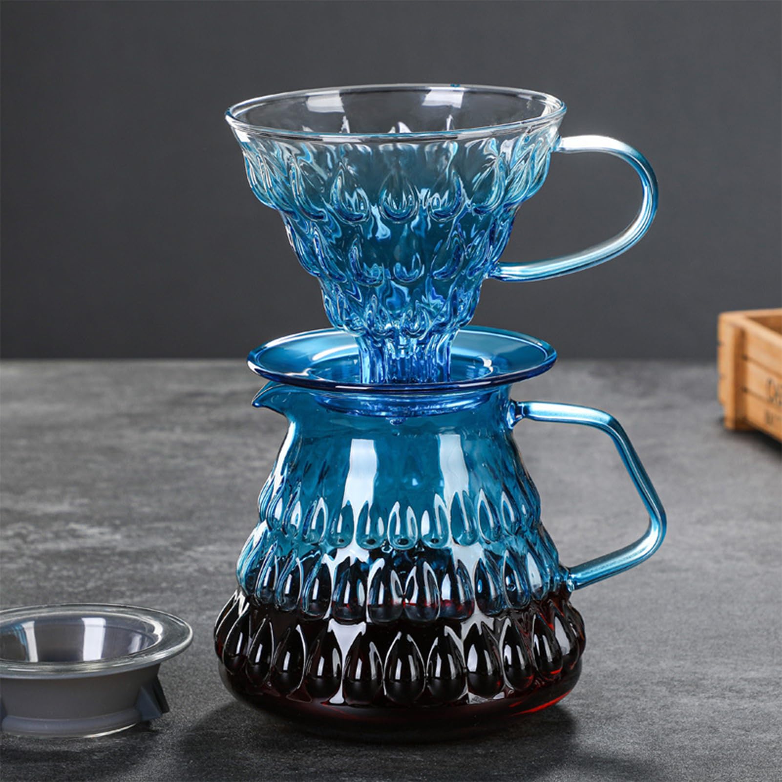 Juego de filtros de café de 700 ml con taza, jarra de café con filtro, verter sobre gotero de café, filtro de café reutilizable, verter sobre cafetera con cristal suministrado para el hogar