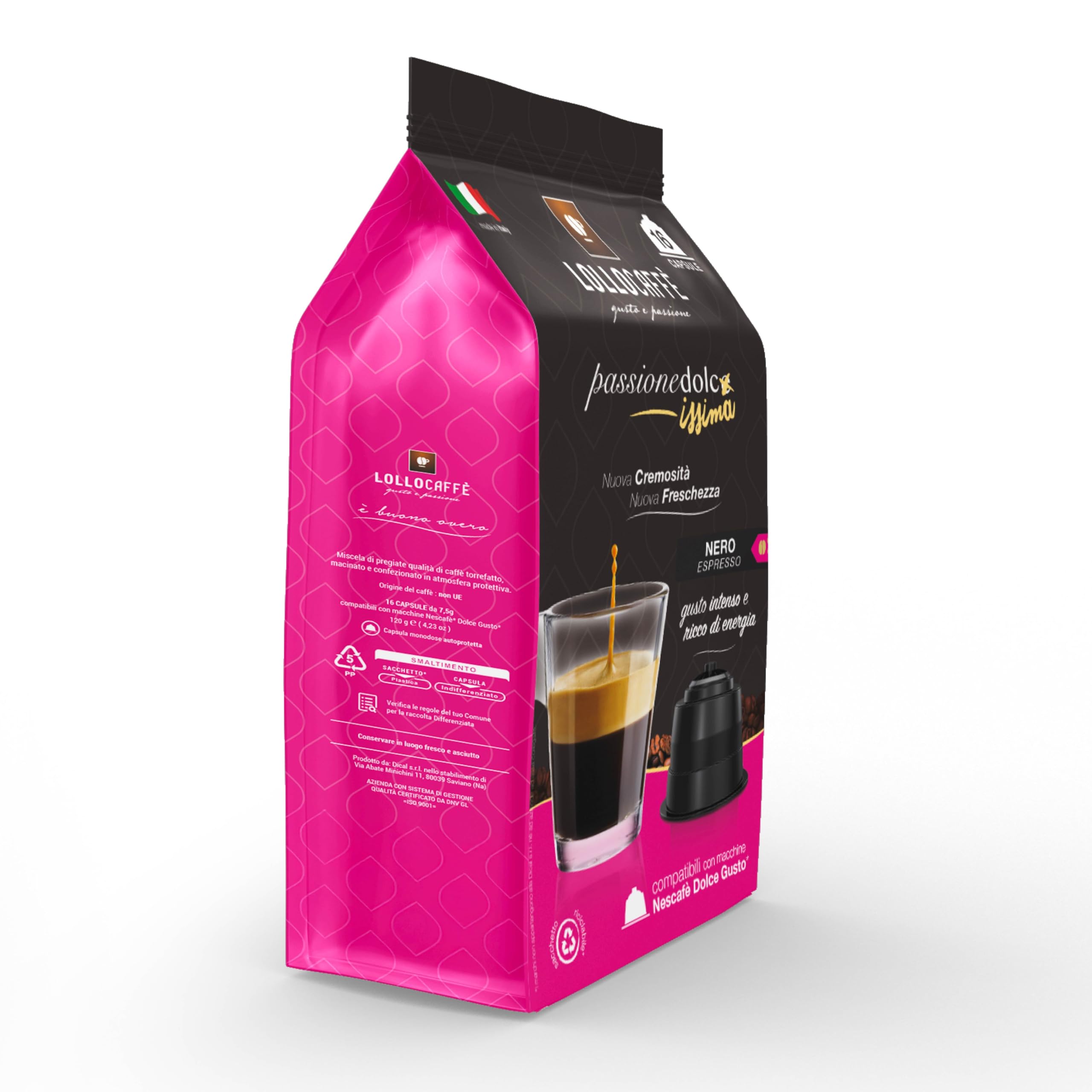 Lollo Caffè Miscela Nera - 96 capsule (6 confezioni da 16) - Compatibili con le Macchine Nescafè* Dolce Gusto* (Confezione da 2)