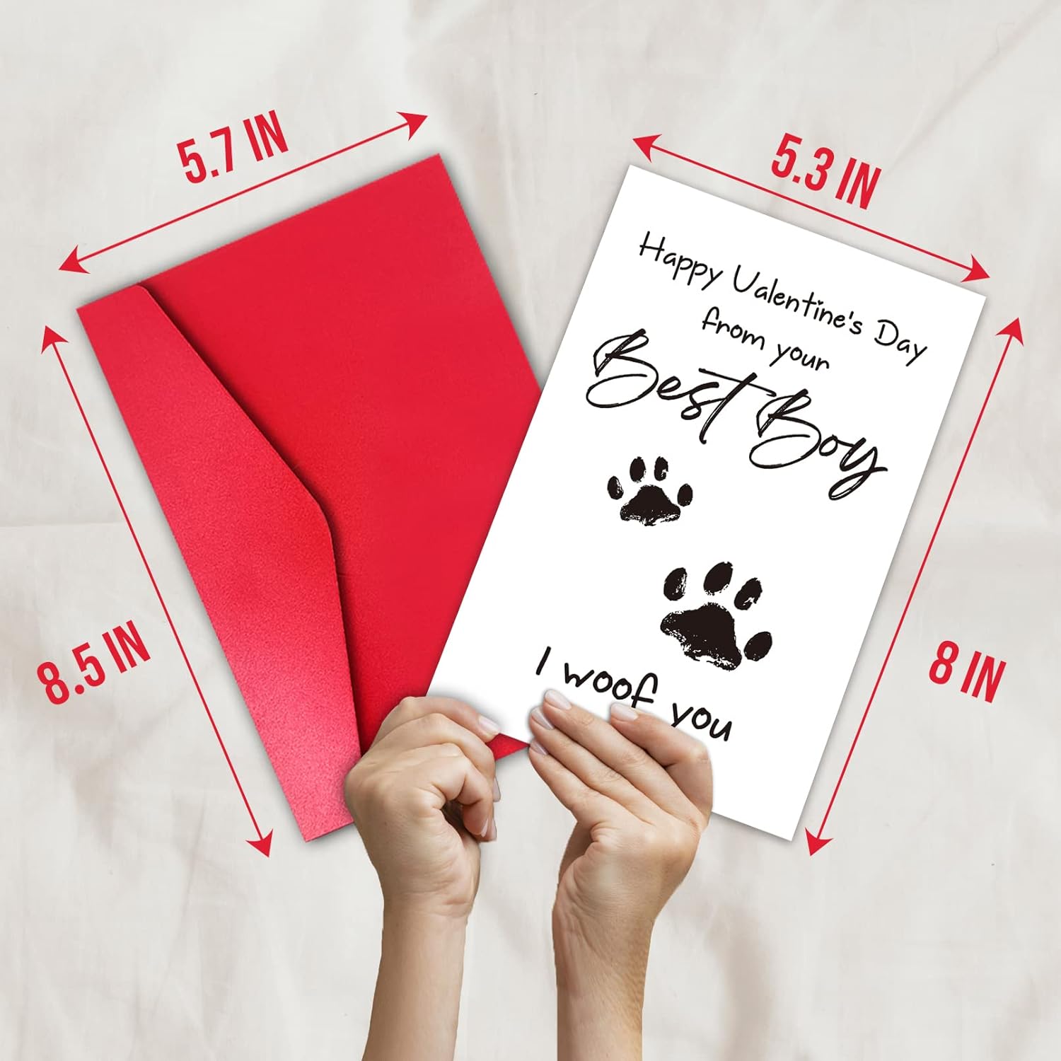 TQDaiker Funny Valentines Card for Husband Wife, Best Boy Best Girl Card from Pet, Paw Card for Dog Dad Dog Mum, “i Woof You” - Image 2