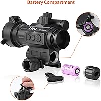 Vista 5 de UUQ Mira de punto rojo de 1 x 30 con mira láser verde - 2 alcances reflejo MOA para riel Picatinny de 0.787 in