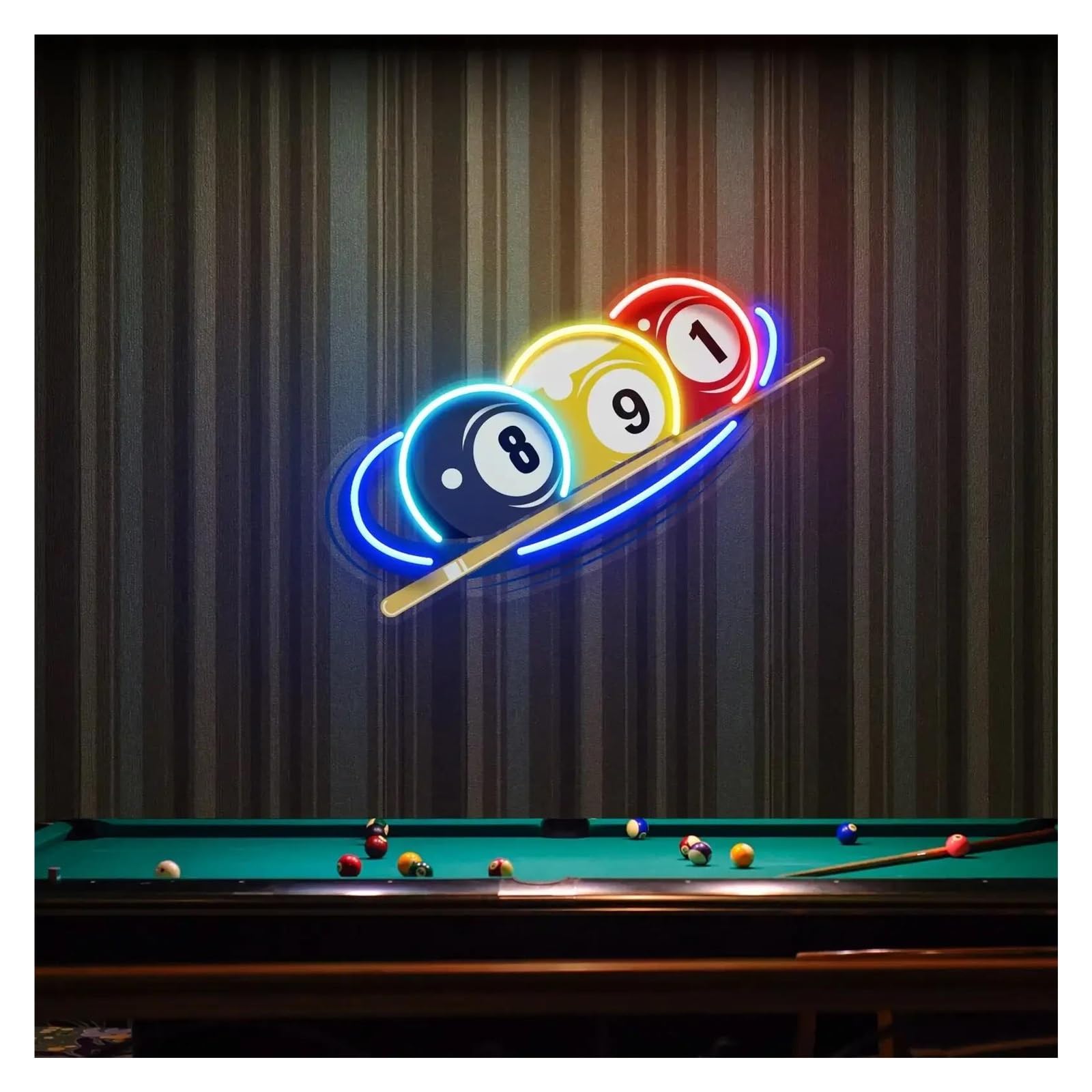 Shouxi B Sign Lamp Illiard Acrylic Artwork Neon Sign Gaming Room Sport Ar Clu Wall Decor All Lovers 50Cm(B)