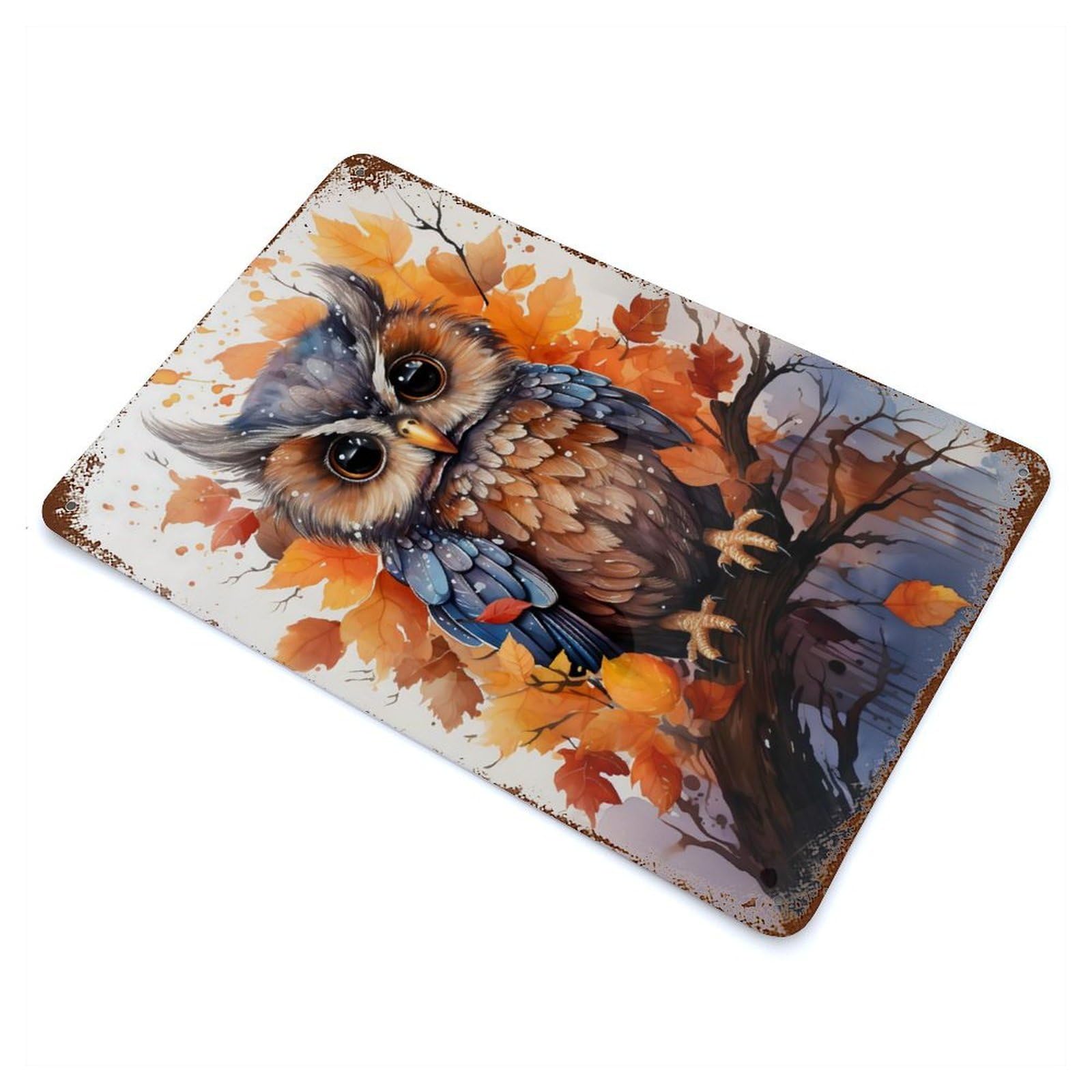 Owl Night Retro Metal Sign 11.8"x7.9", Shabby Chic Decor for Garage, Pub Or Kitchen