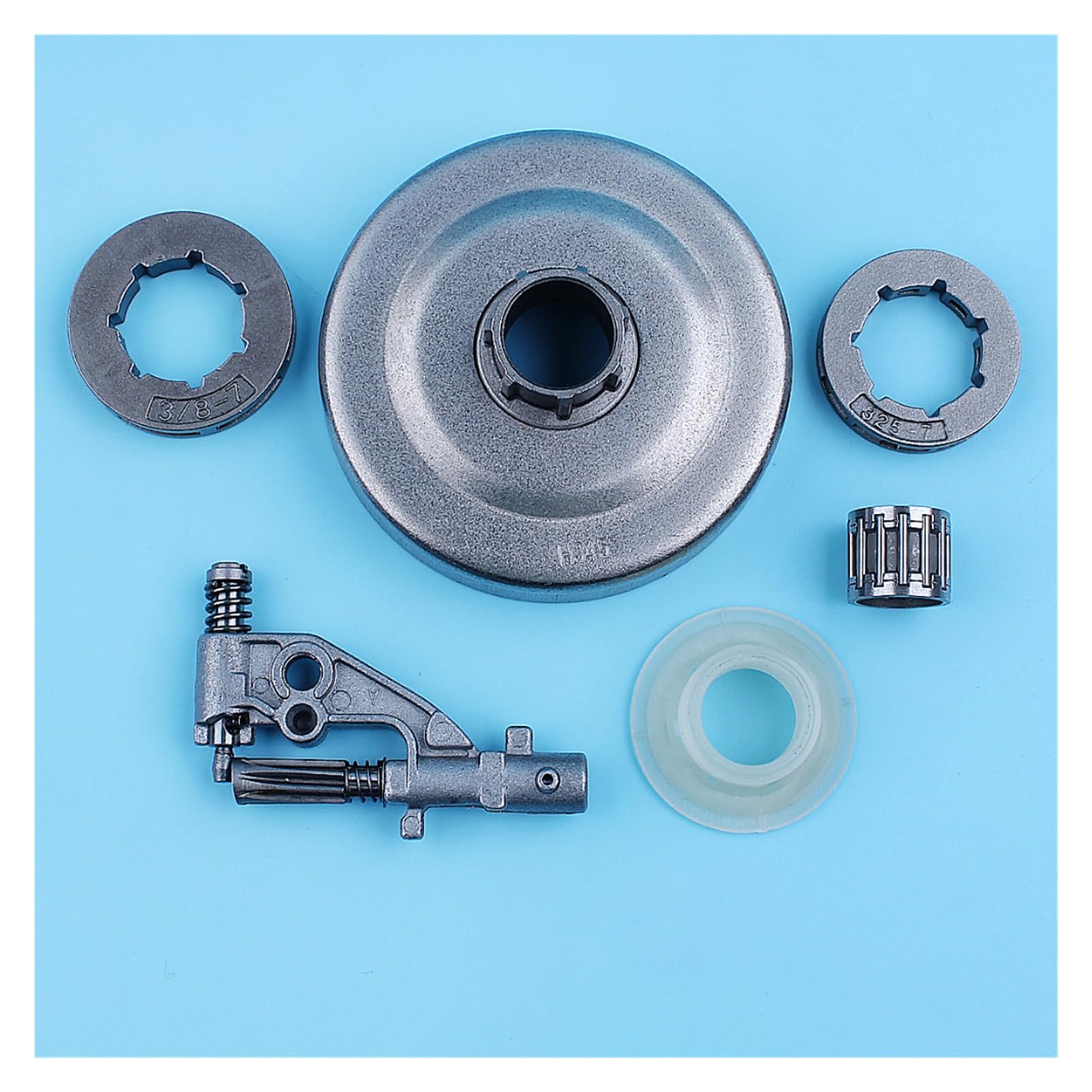 Kit de cojinete de aguja de bomba de aceite de tambor de embrague de 3/8 "para Jonsered CS2156 CS2159 2156 2159 piñón de llanta de motosierra pieza de repuesto de 7 dientes