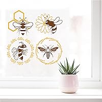 Vista 6 de GORGECRAFT 4 calcomanías estáticas de abeja para ventana, anti colisión, película de vinilo no adhesiva, decoración del hogar, calcomanías