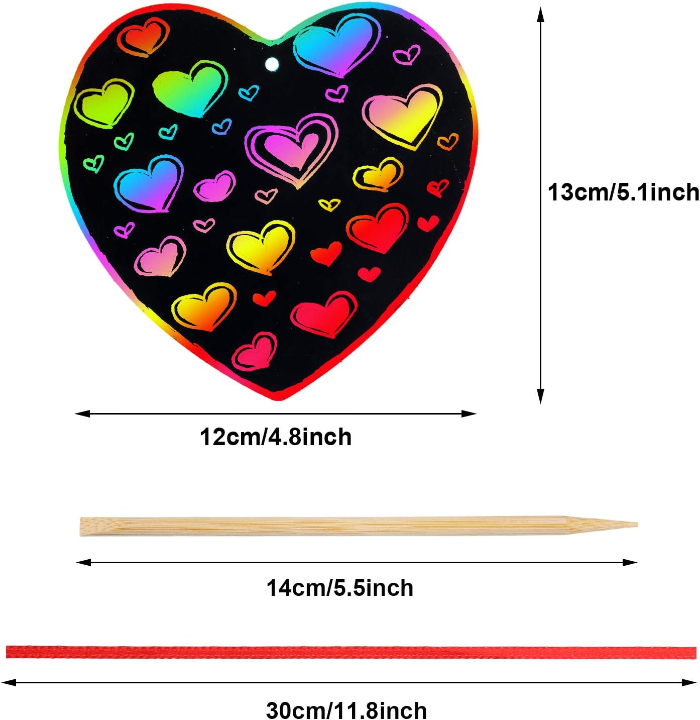 Blulu 60 Pcs Valentine Day Gifts Cards with Scratch Heart Shaped Scratch Paper Craft Art for DIY Valentine's Day Wedding Party Favor Decor