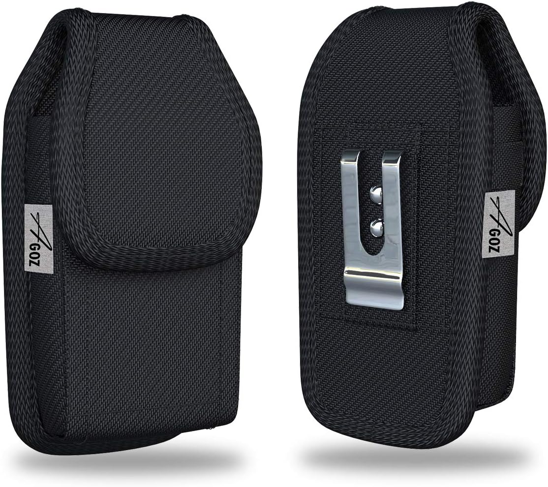 AGOZ Agoz Carrying Case for Zebra TC51 TC56 Handheld Barcode Scanner Touch Mobile Computer, Heavy Duty Rugged Canvas Vertical Holster Pouch Cover with Strong Metal Clip Belt Loops