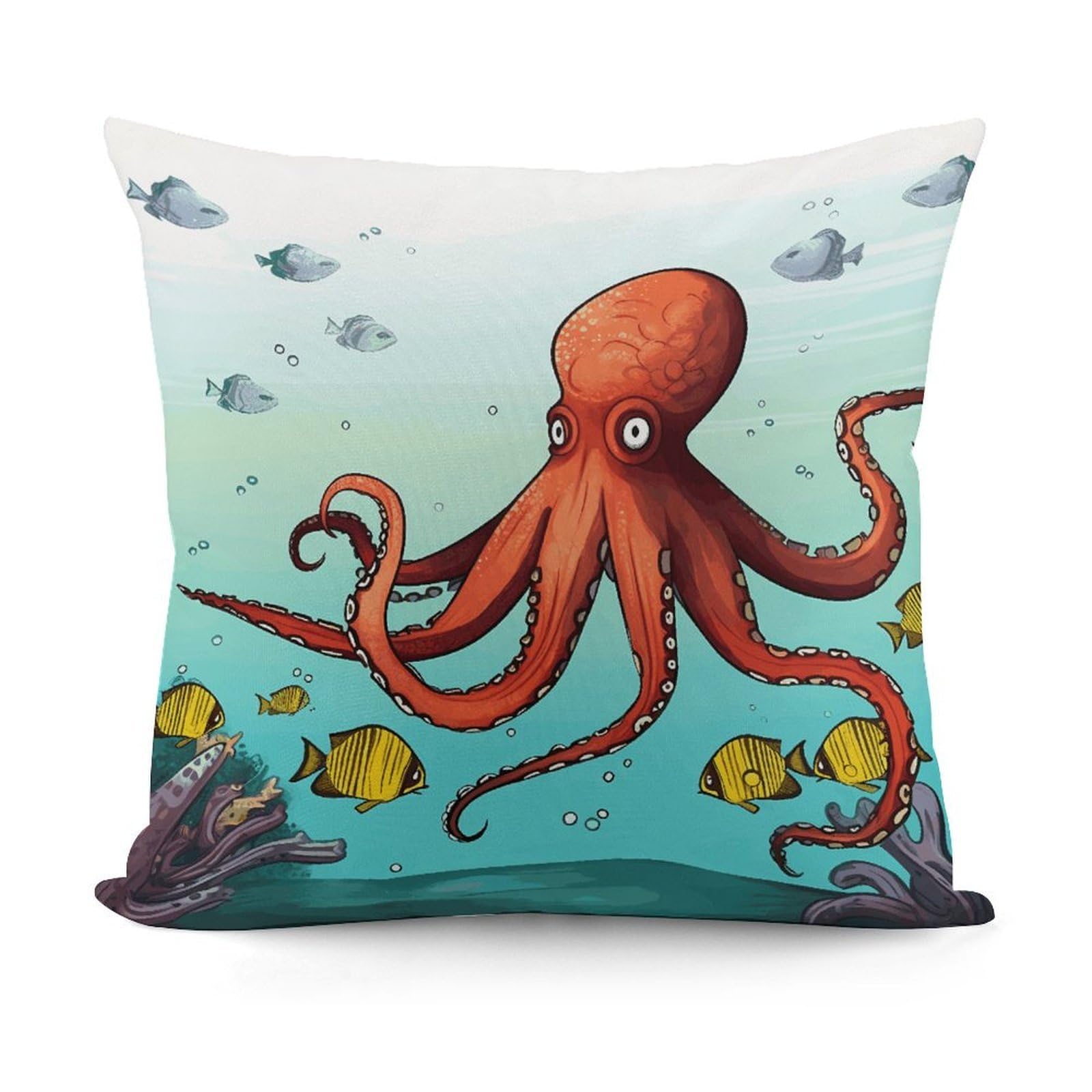 VstaDank Giant Octopus Throw Pillow Covers Fade-Resistant Plush Pillow Case Cozy Square Cushion Case Removable Pillowcase Exquisite Pillow Shams Soft Pillow Protector 18"x18"