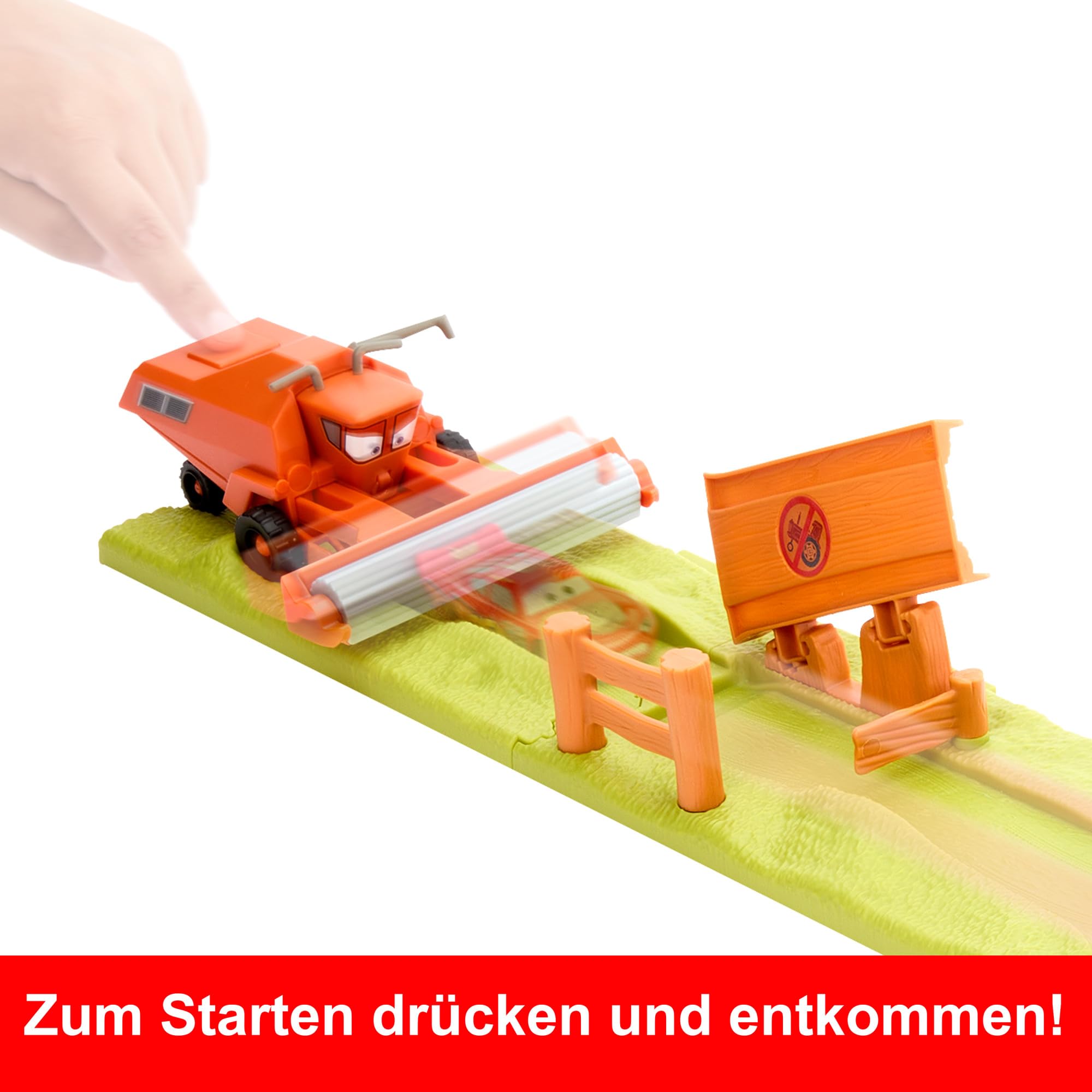 Mattel DISNEY Pixar Cars Trecker Erschrecker-Rennbahn Flucht vor Frank - Spielset mit 3 Autos und 2 Spielmöglichkeiten,und Stunt-Rennen, mühelos aufgebaut, für Kinder ab 3 Jahren, HRX48