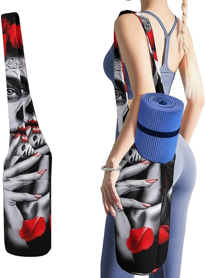 Yoga Bag with Strap, Women's Cute Printed Large Capacity Storage Organizer for Yoga Mat