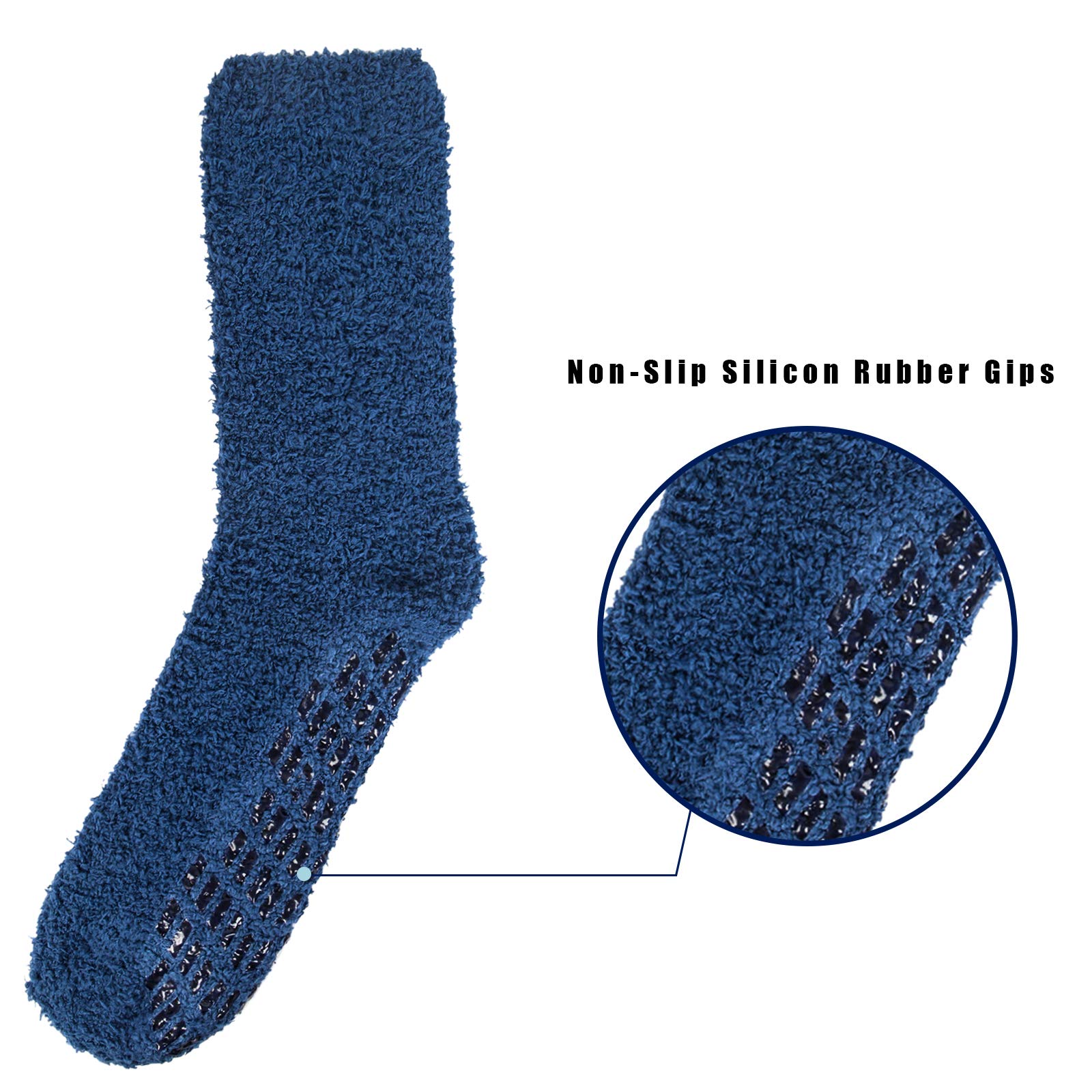 Chalier Cozy 4 Pares de Calcetines Mullidos Térmicos Antideslizantes de Invierno para Hombre y Mujer - Cálidos para el Hogar, Talla Única