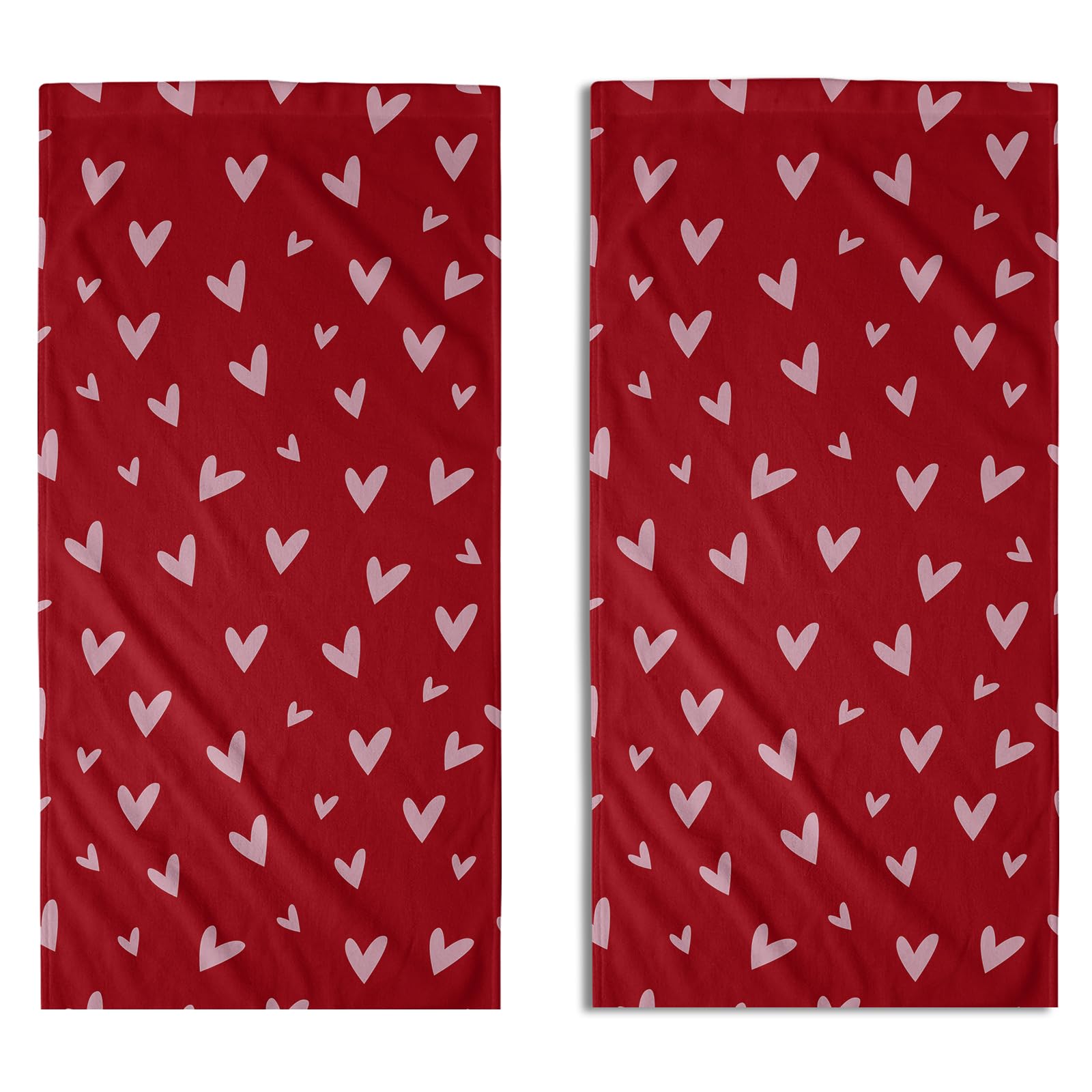 Aytipun Valentines Day Hand Towels for Bathroom Set of 2 Red Pink Love Hearts Valentine's Print Holiday Themed Decorative Handtowels Soft Absorbent Bath Towel for Home Guest Room Hotel Gym Spa