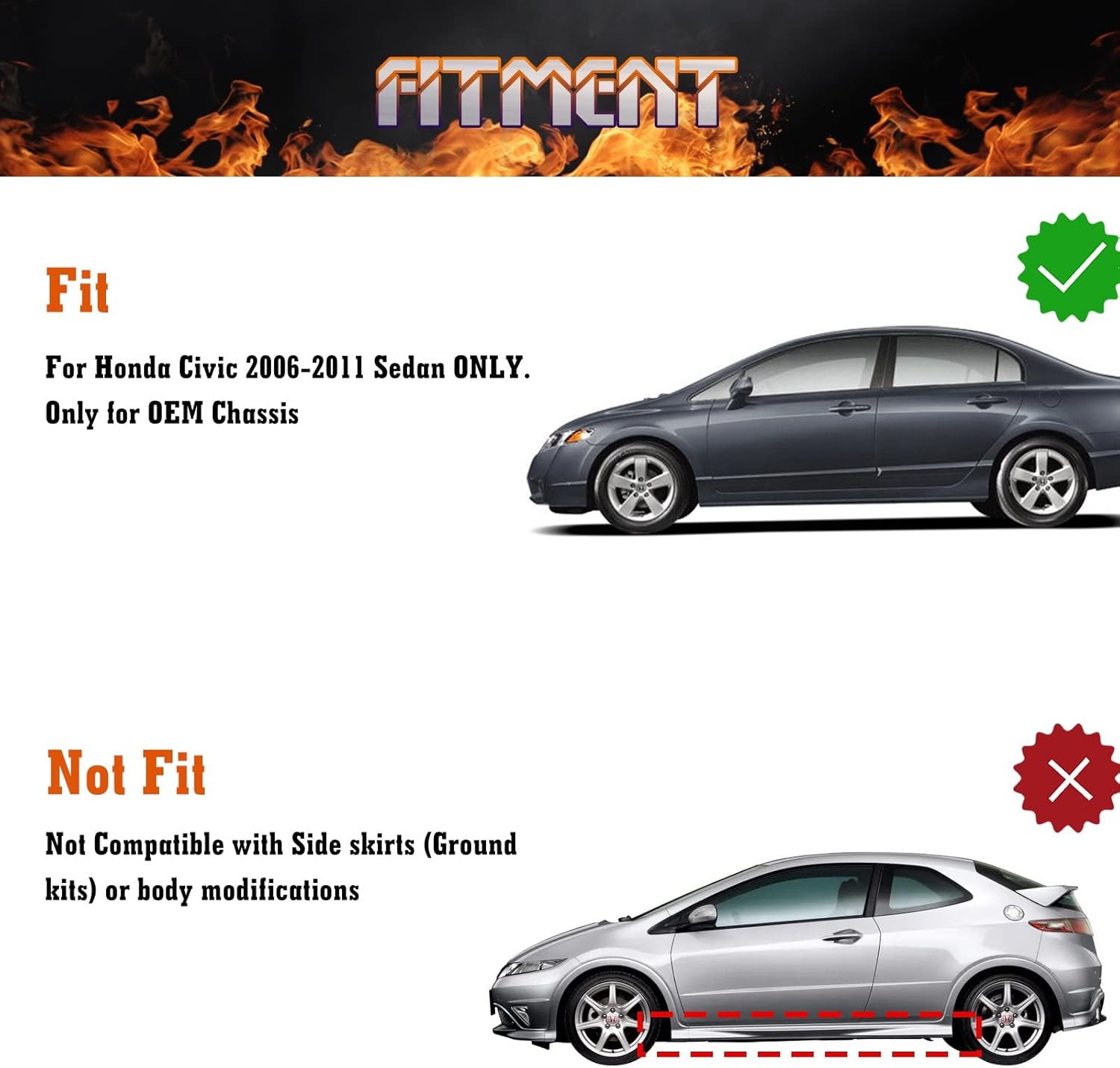 x xotic tech 4PCS Front & Rear Mud Flap Splash Guards Fender Flare Mudguard Dirt Slush Trap Protector w/Hardware Accessories Full Set Compatible with Honda Civic Sedan 2006-2011