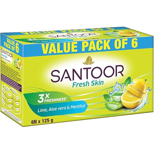 Santoor Fresh Skin Aloe Vera Lime Soap 125g Pack
