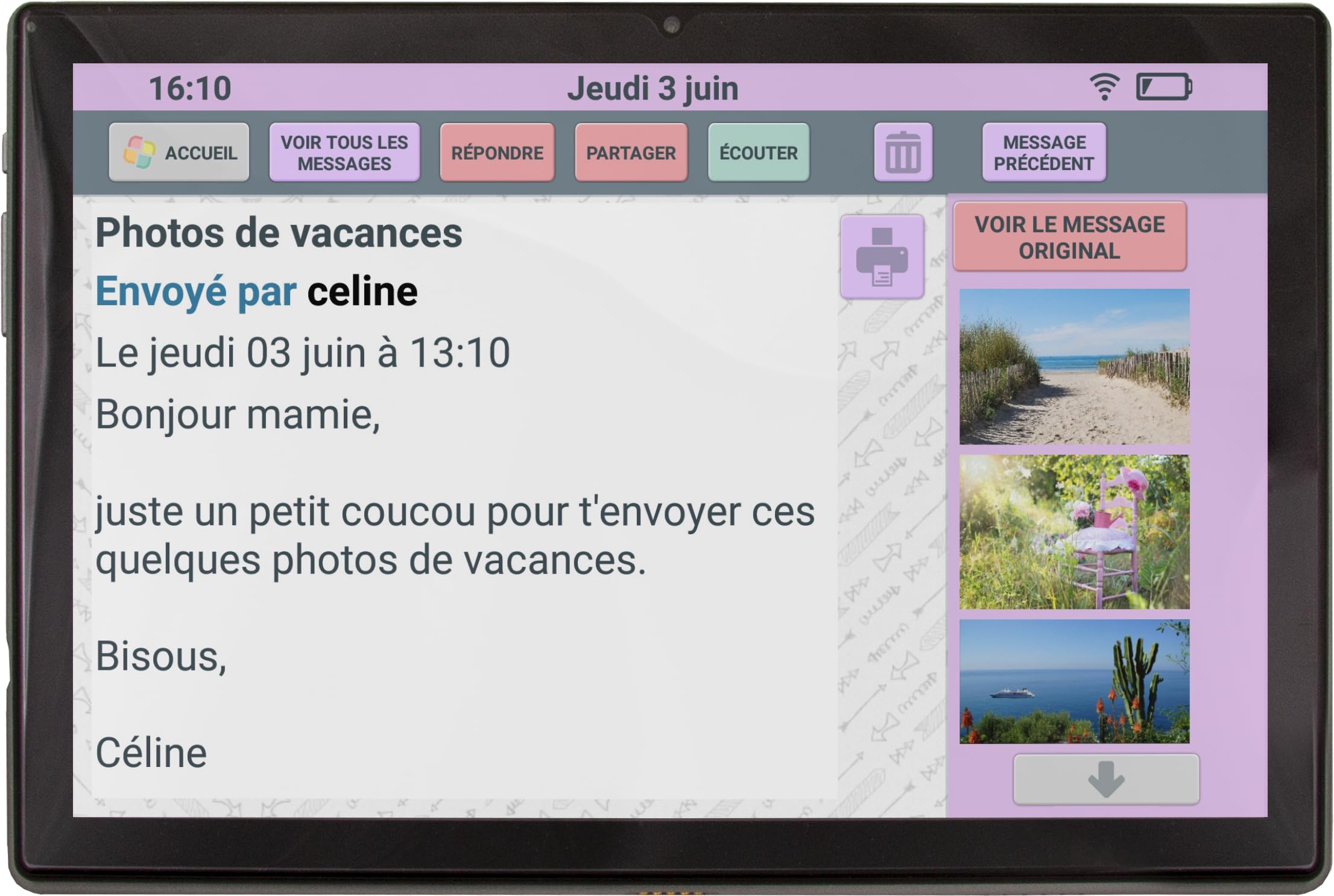 FACILOTAB - Tablette Senior - Simple et Intuitive, Idéal pour Personne Âgée - Très Grand Ecran Tactile Adapté - Camera Avant et Arrière