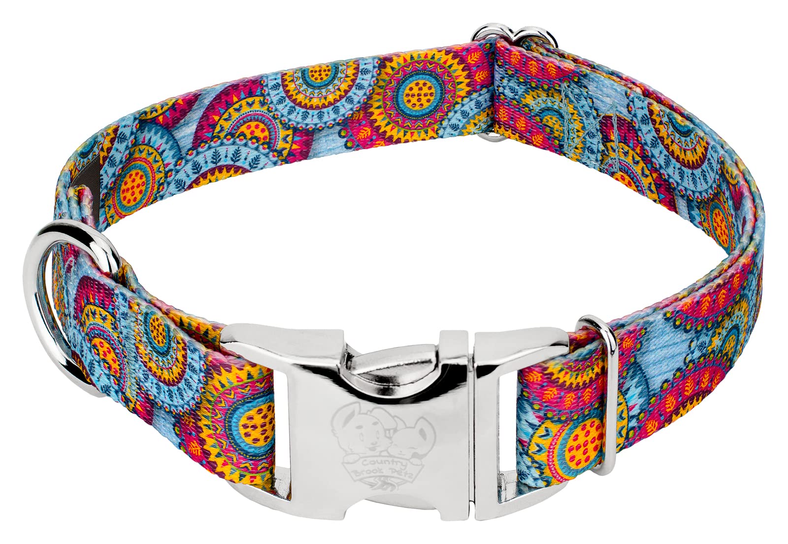 Country Brook Petz - Premium Sky Mandala Dog Collar - Groovy Collection with 12 Far Out Designs (1 Inch, Large)