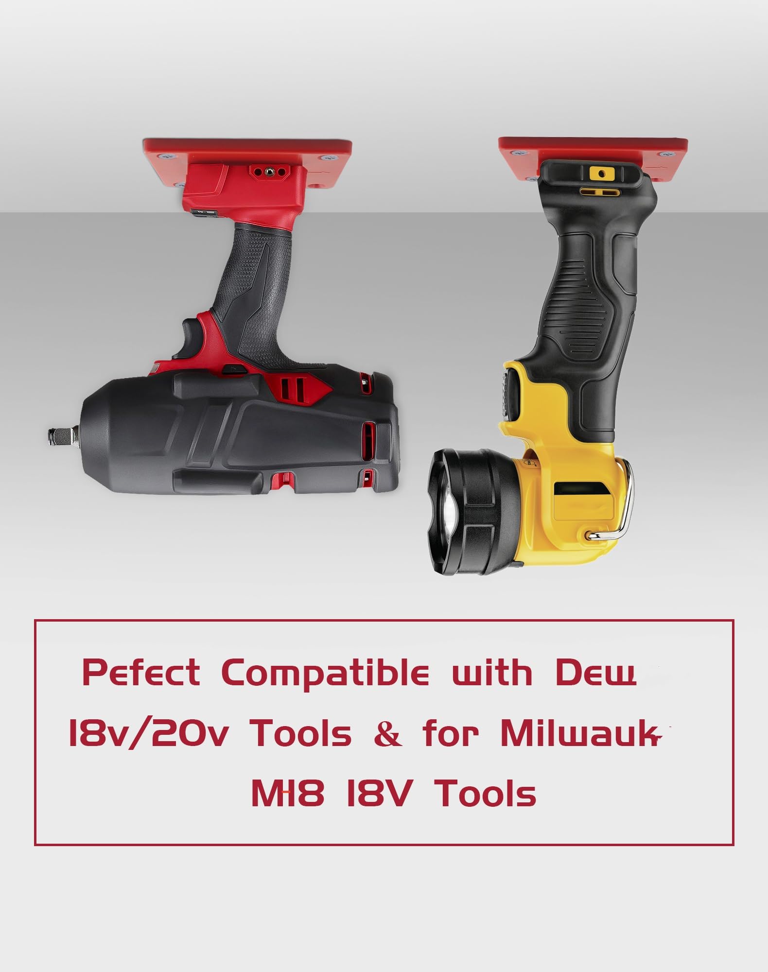 Lot de 6 supports à outils pour Milwaukee M18 18 V, support mural pour perceuse, rangement d'outils électriques, rangement d'atelier pour chantiers de construction, équipements agricoles