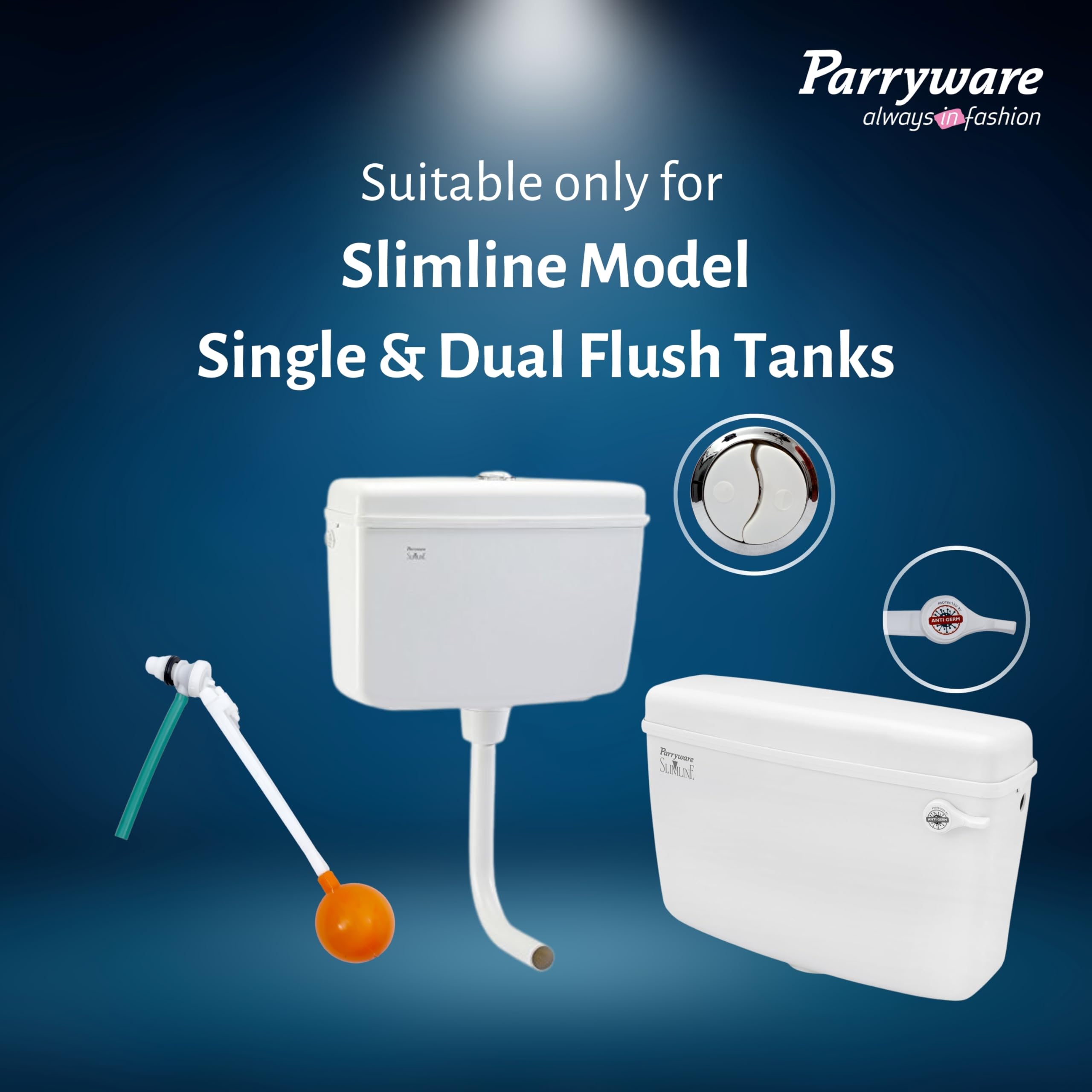 Parryware Slimline Tank Syphon Set - Complete Kit -4