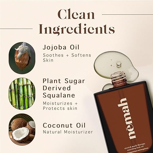 Miniatura 3 de Nemah - Aceite nutritivo para el vientre para mujeres embarazadas - Aceite hidratante para estrías con jojoba y aceite de coco - Vegano y libre de