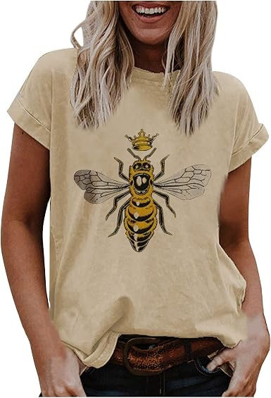 Women Honey Bee T Shirts Sunflowers 