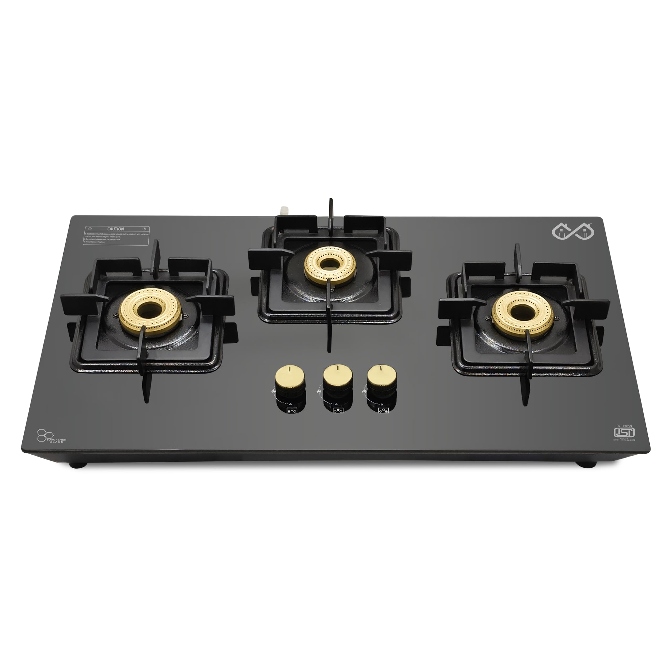 Sigri-wala Diamond 3 Burner Built-in Gas Hob | Manual Ignition | 6mm Toughened Glass | High Efficiency Brass Burners | ISI Certified | Black-picture-10