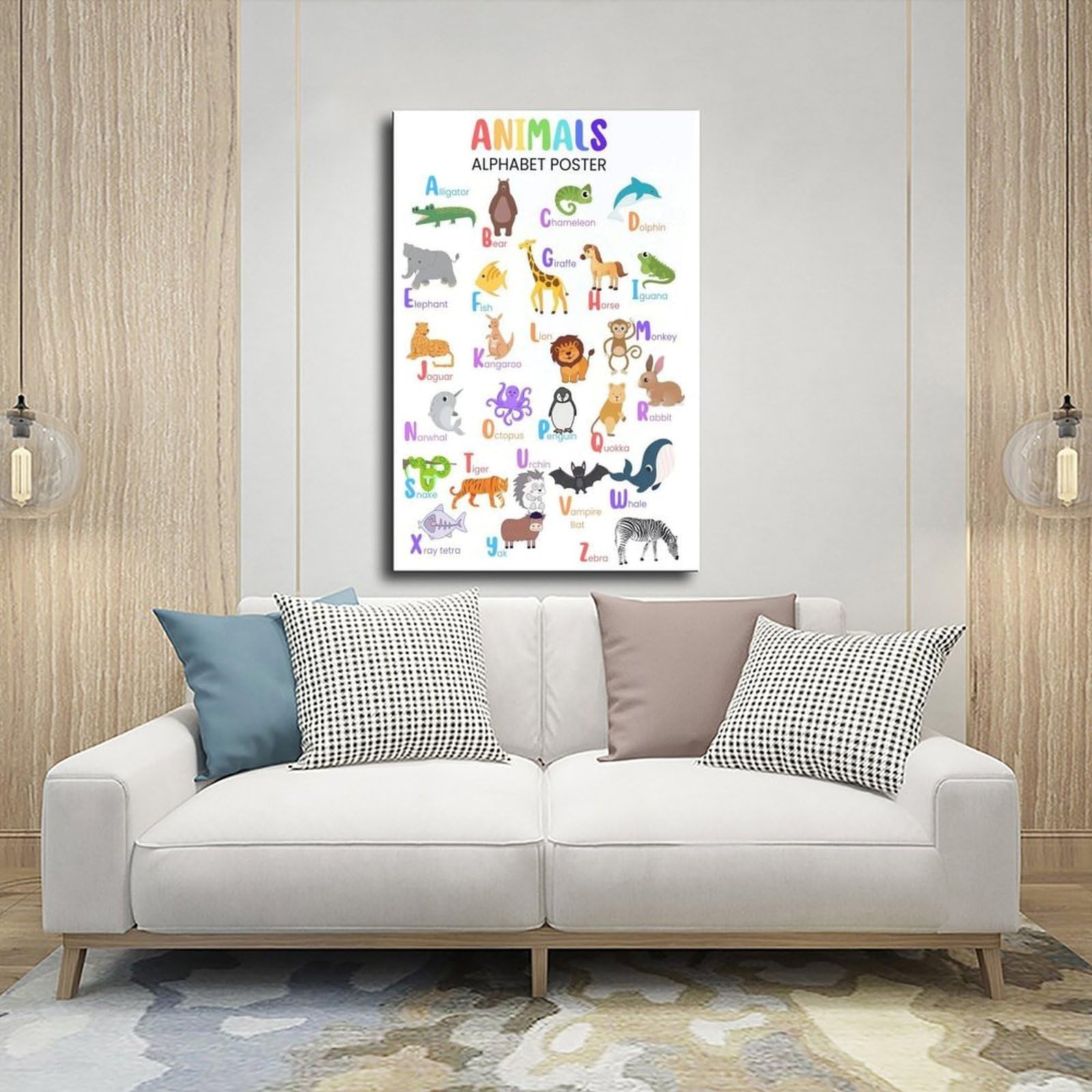 Poster sur toile avec lettres de l'alphabet et éducation - Décoration murale pour salon, chambre à coucher - 40 x 60 cm