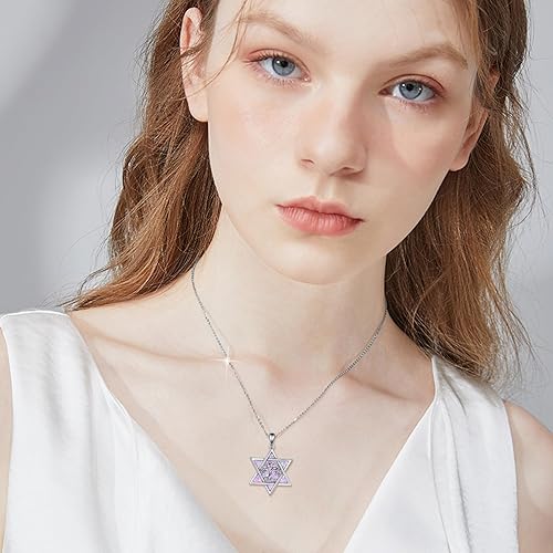 Miniatura 9 de YFN Collar de estrella de David de plata de ley concha de aballo collar de árbol de la vida joyería judía regalos para mujeres y hombres