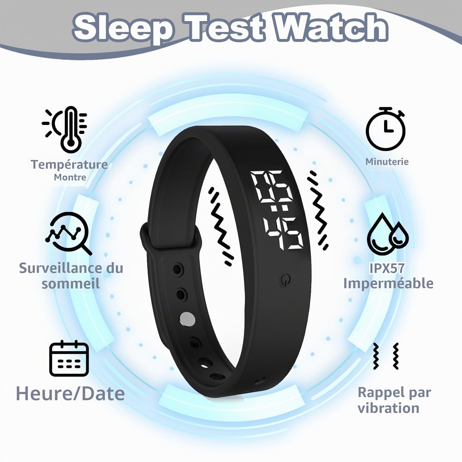 Bracelet Réveil Vibrant Rechargeable – Rappel Silencieux, Minuteur, Suivi Sommeil Et Activité – 50mAh