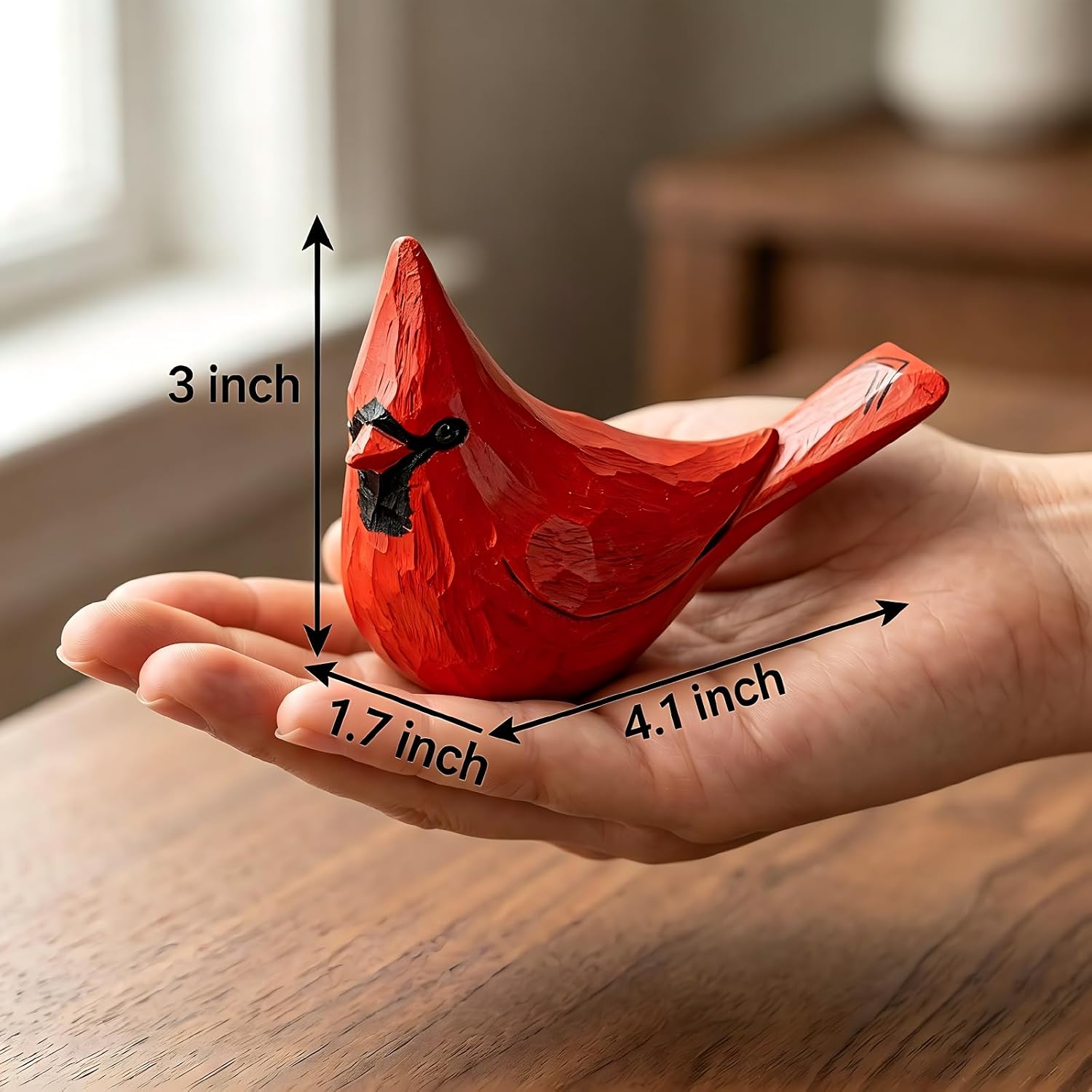 twinbling Cardinal Figurines 4Pcs, Red Bird Statues Memorial Gift for Loss of Loved One, Christmas Cardinal Ornaments for Shelf, Desk or Mantle, Realistic Solid Resin Birds for Home Decor