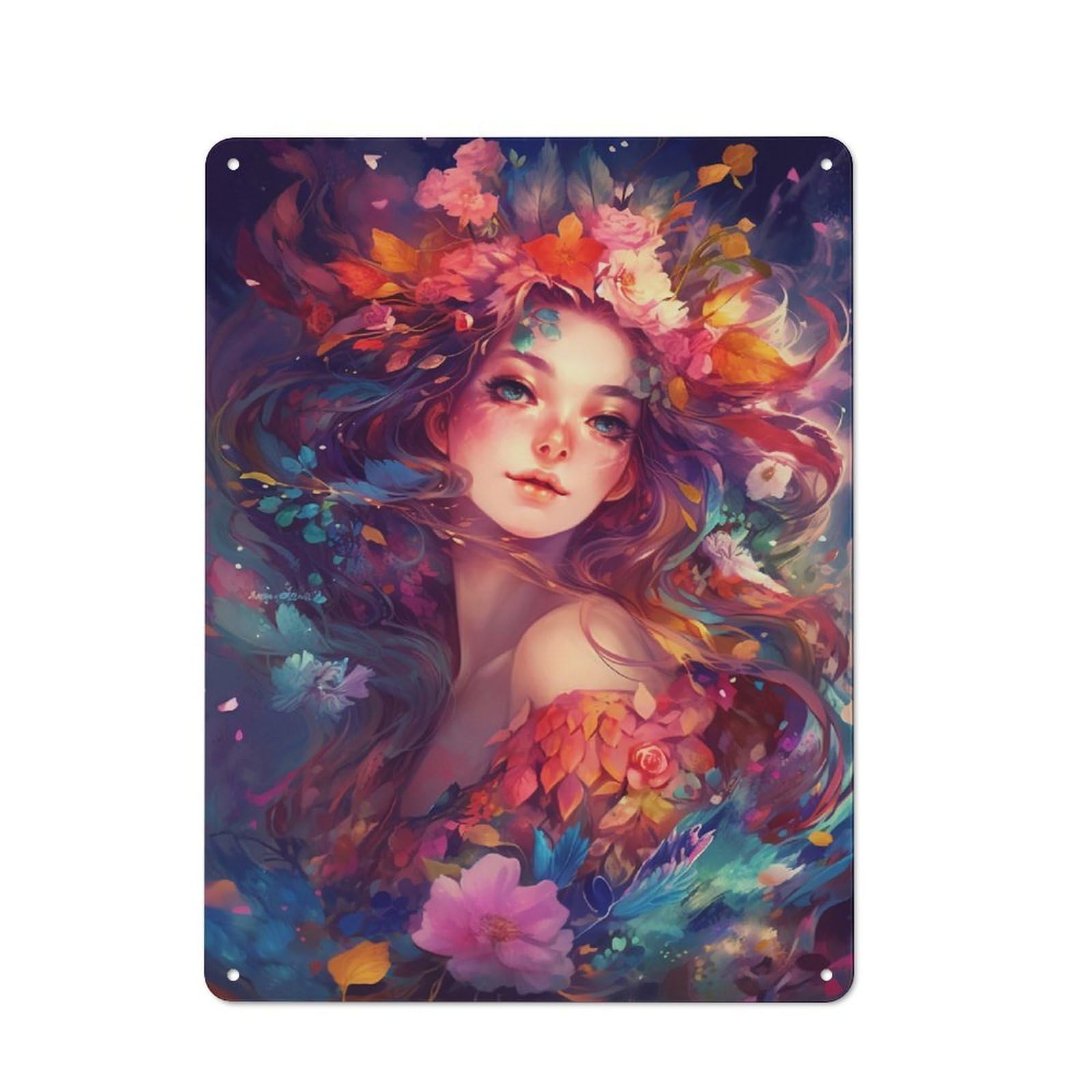 Junmoney Blossoming Beauty Tin Wall Plaque 40X30cm With For Hallway Wall, For Home Interiors, Feature Walls And Decorative Displays