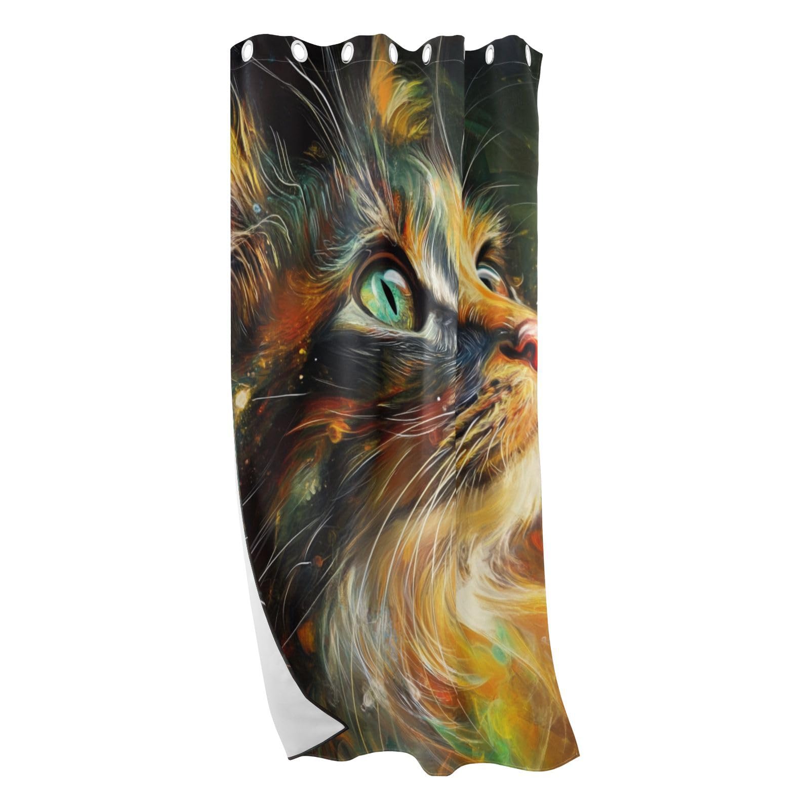 Rideau occultant chat 132x213 cm pour fenêtre d'appartement