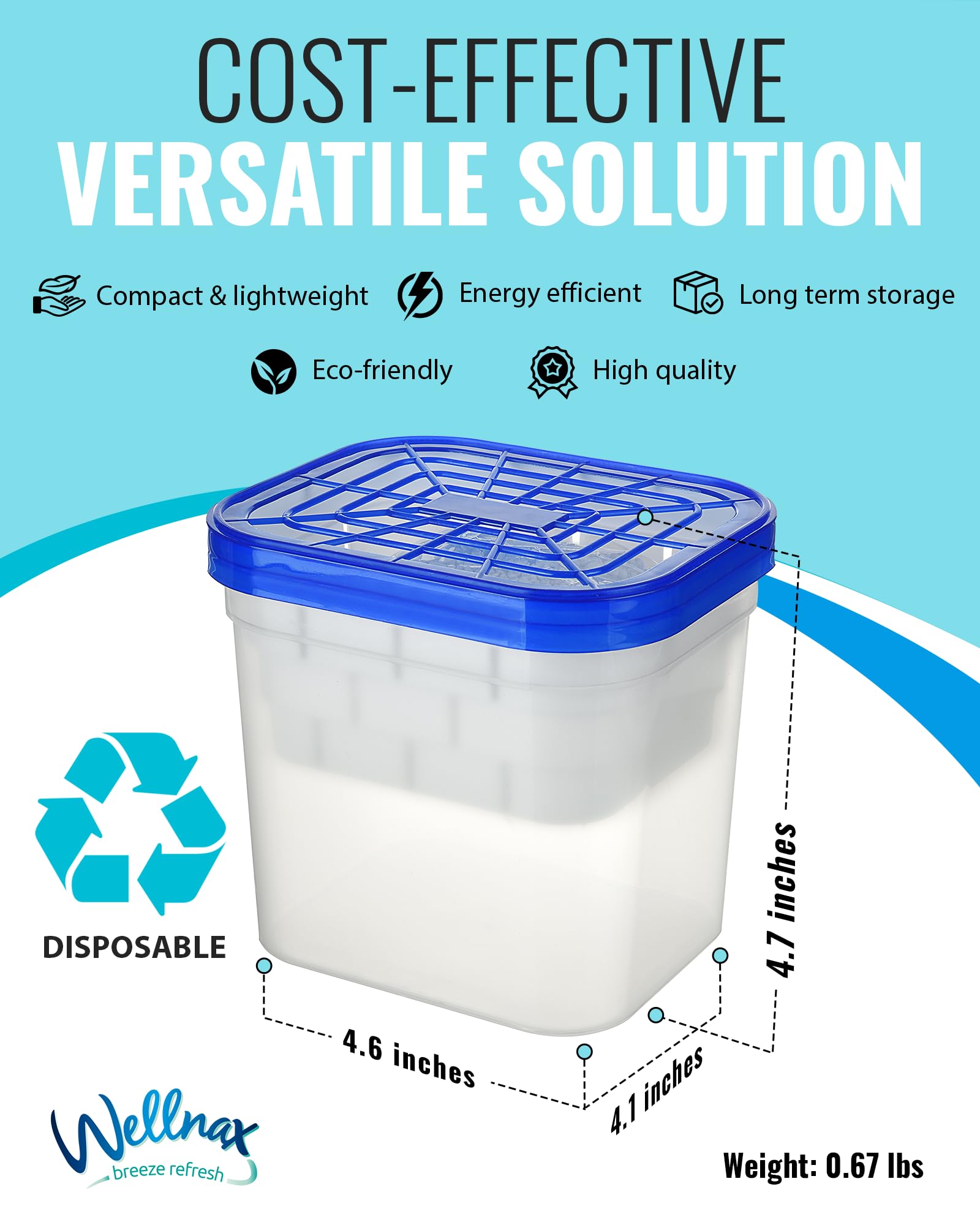 Wellnax - Caja absorbente de humedad deshumidificadora, no eléctrica, ahorro de energía, para baños, sótanos, cocinas y armarios, absorbente de humedad y eliminador de olores, 200 gramos