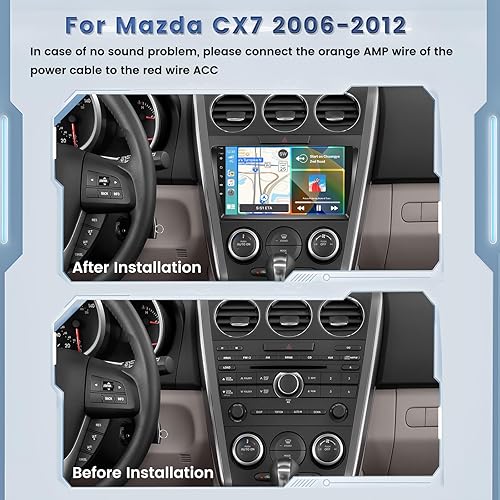 Miniatura 2 de Roinvou 2+64G Android 13 CarPlay estéreo para Mazda CX7 2006-2012, radio CarPlay inalámbrica incorporada con Android Auto, pantalla táctil de 9